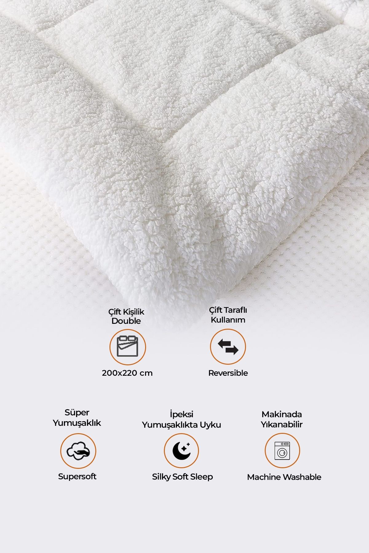 Ultra Yumuşak Çift Taraflı Wellsoft Peluş Yorgan Çift Kişilik (BATTANİYE/NEVRESİM) 200x220