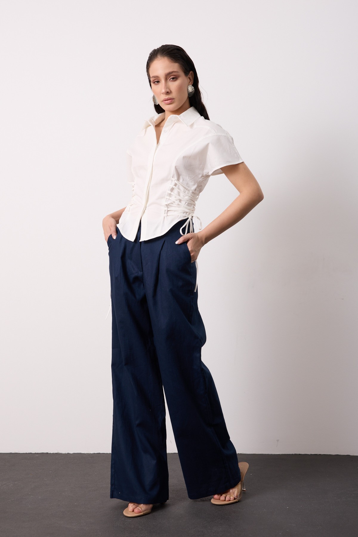 Eve Crop Yandan İpli Gömlek
