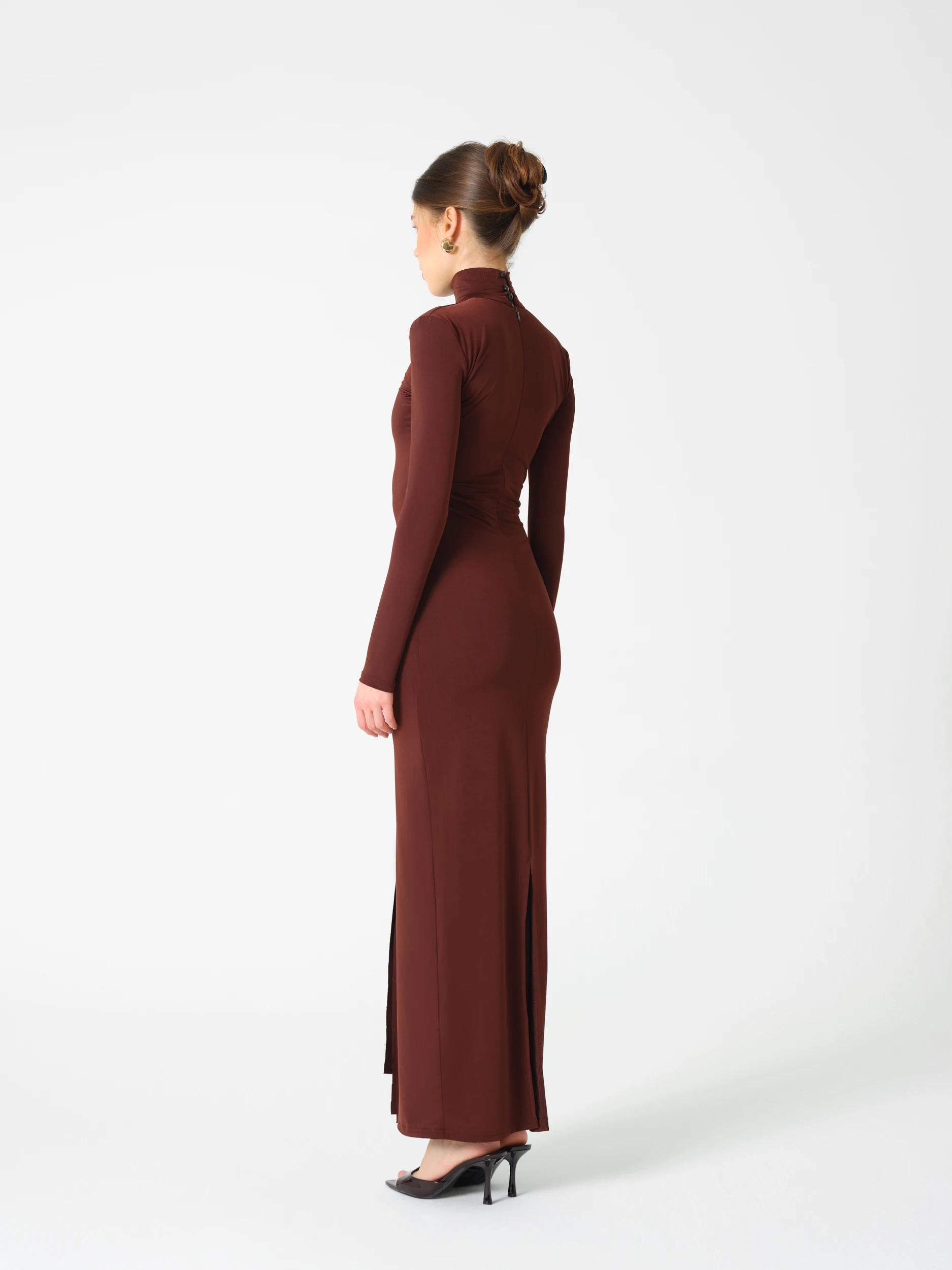 Ola Uzun Elbise - kahverengi