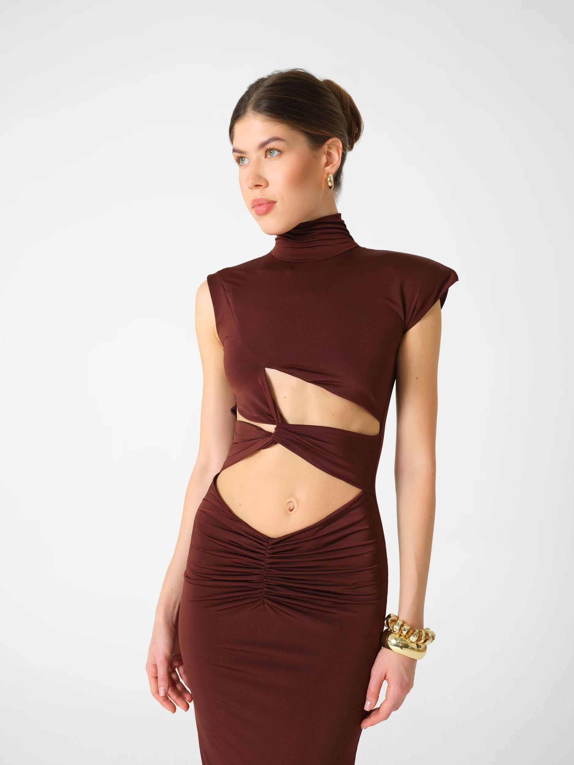 Josiane Uzun Elbise - kahverengi