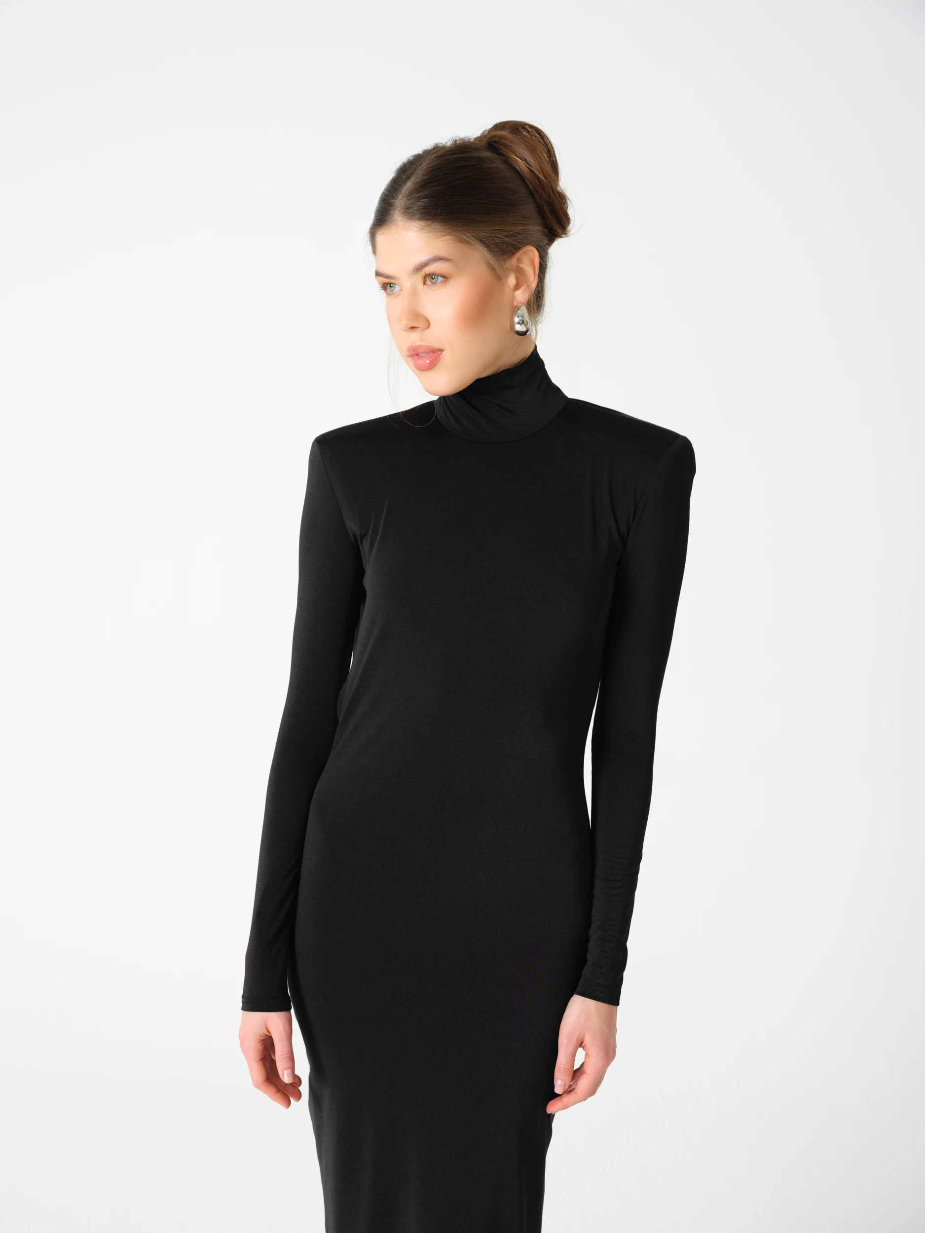 Solern Sırtı Açık Uzun Elbise - siyah