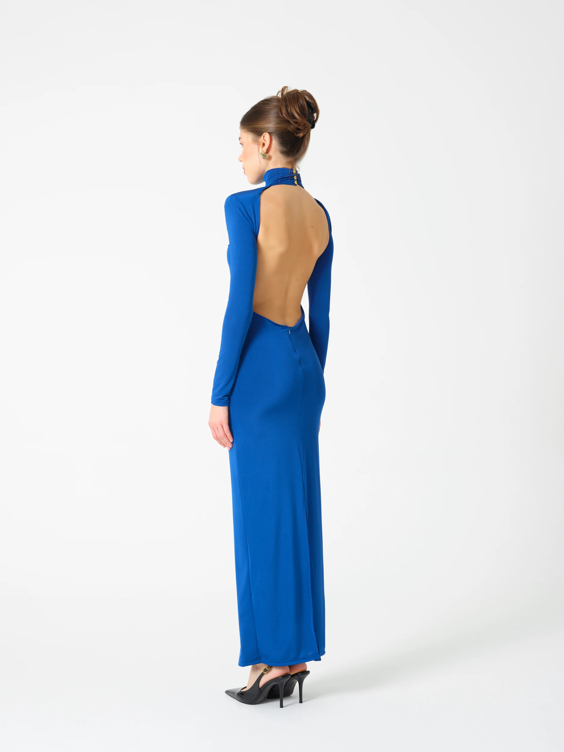 Solern Sırtı Açık Uzun Elbise - saks