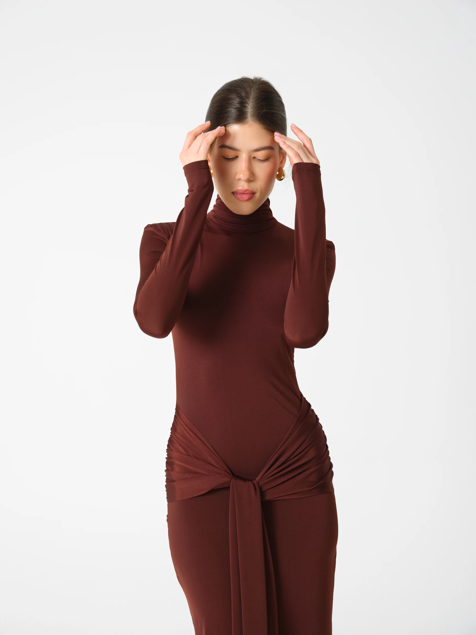 Ola Uzun Elbise - kahverengi