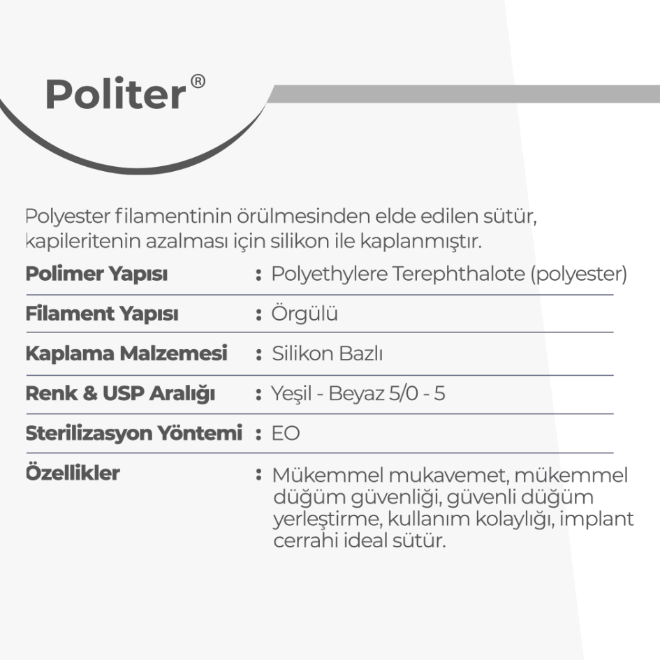 Politer PET (Polyester) Sütür - Doğsan