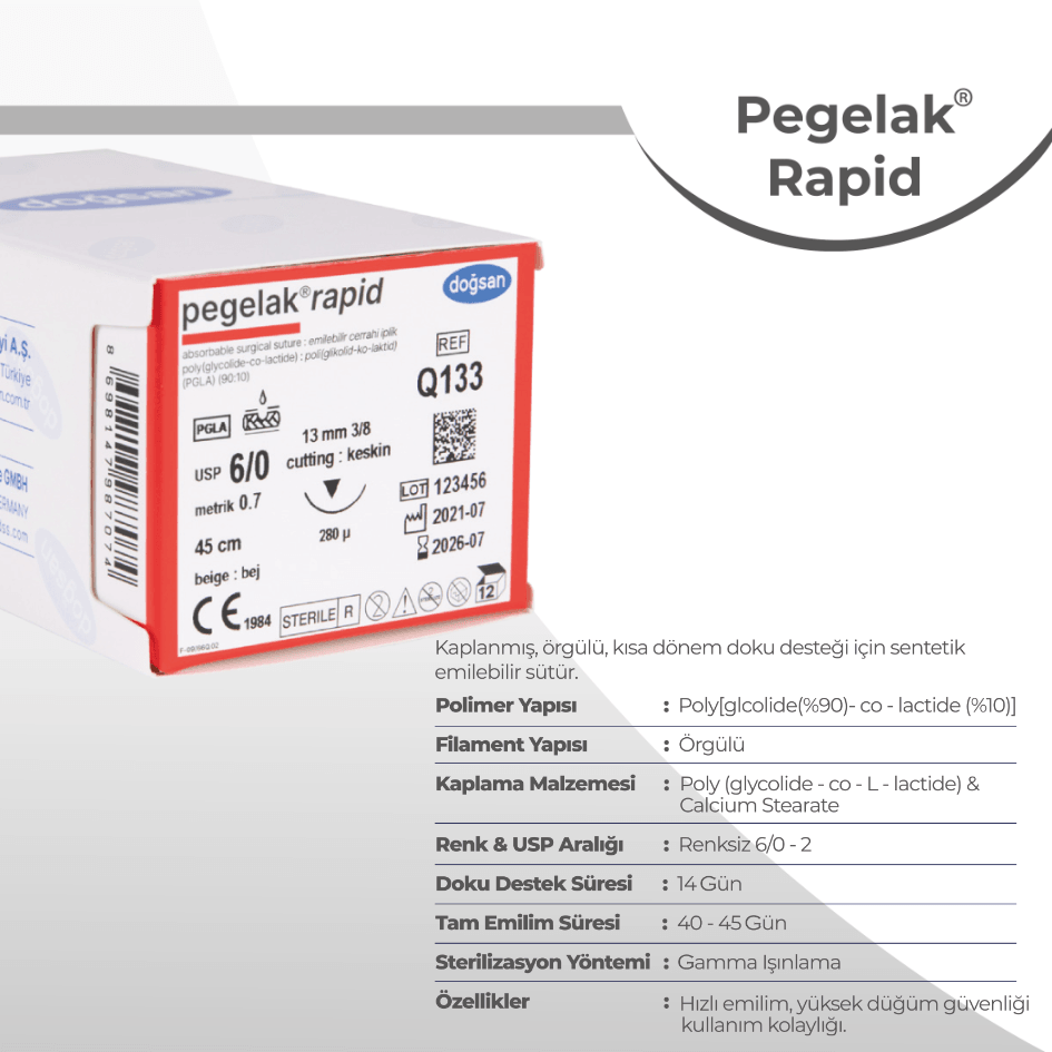 Pegelak Rapid PGLA (Poliglikolid ko laktid) Sütür - Doğsan
