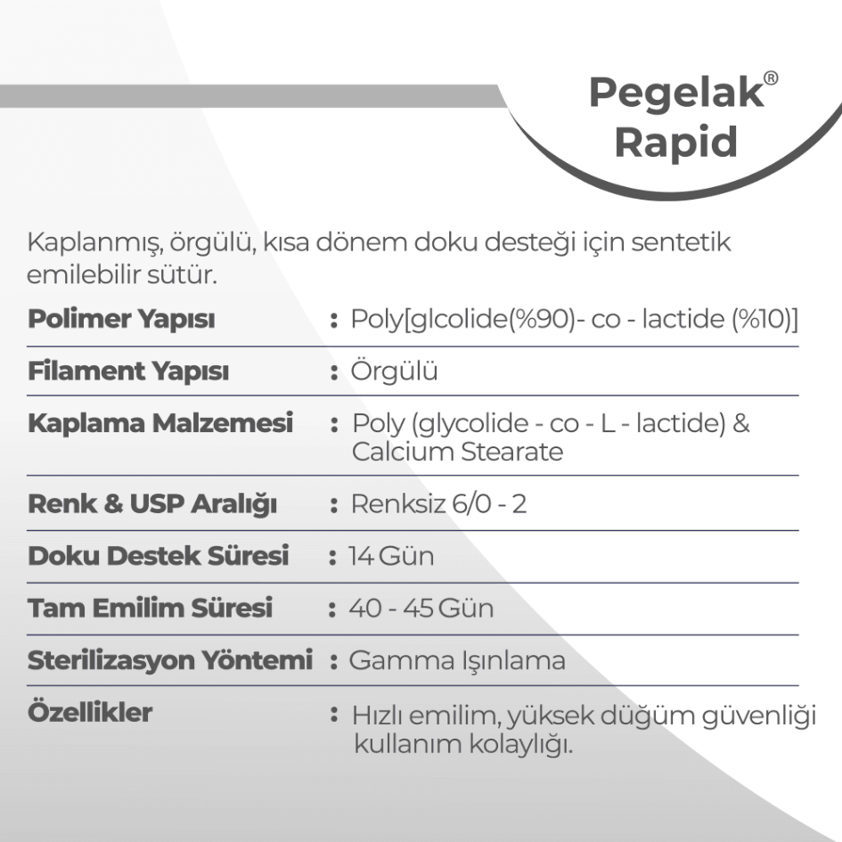 Pegelak Rapid PGLA (Poliglikolid ko laktid) Sütür - Doğsan