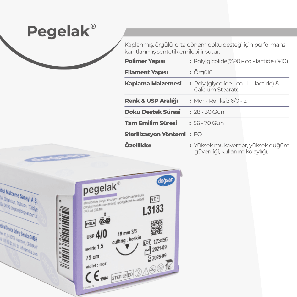 Pegelak PGLA (Poliglikolid Laktik Asit) Sütür - Doğsan