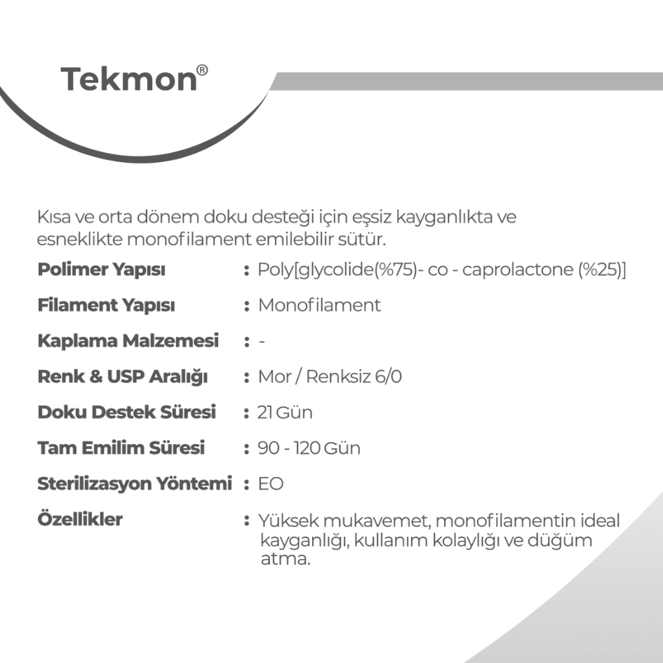 Tekmon PGCL (Poliglikodi Kaprolakton) Sütür - Doğsan