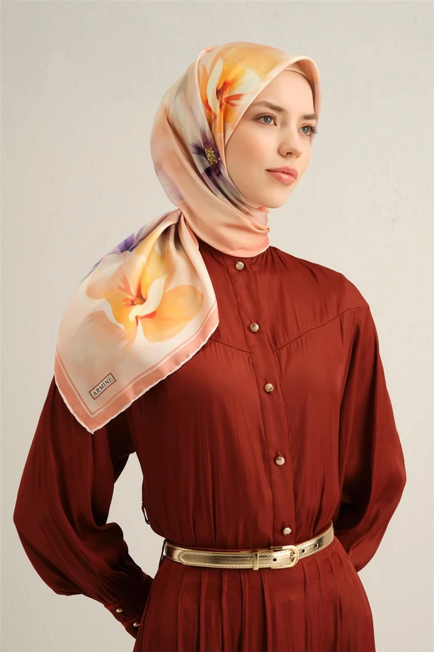 ARMİNE Sura İpek Eşarp 2025 Nostaji Yaz 9305D 34