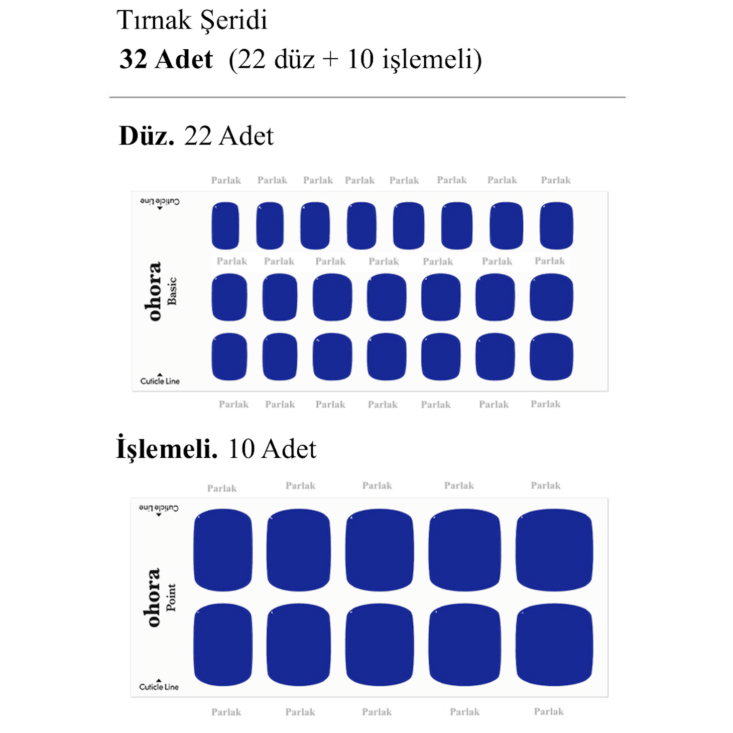 P Cobalt Blue Jel Tırnak 32 Adet, 2 Kullanım