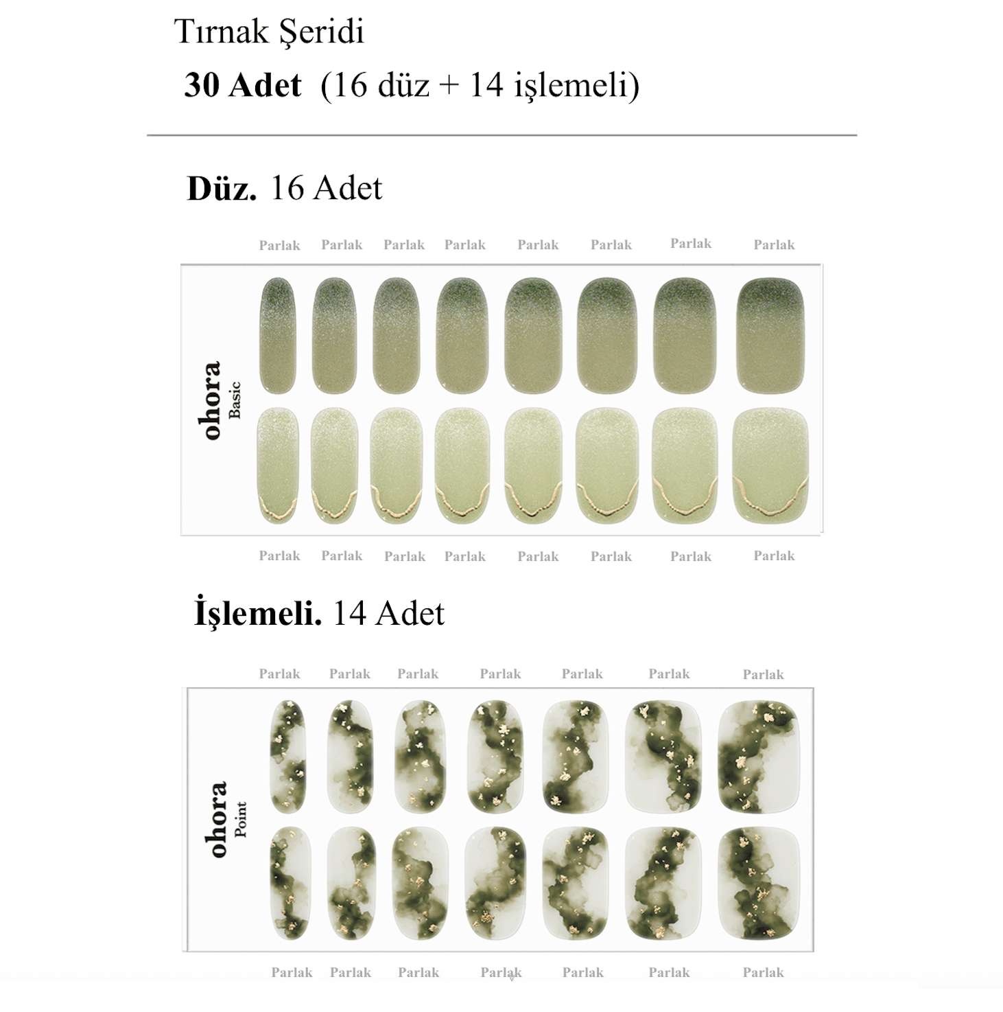 N Glimmering Leaf Jel Tırnak 30 Adet, 2 Kullanım