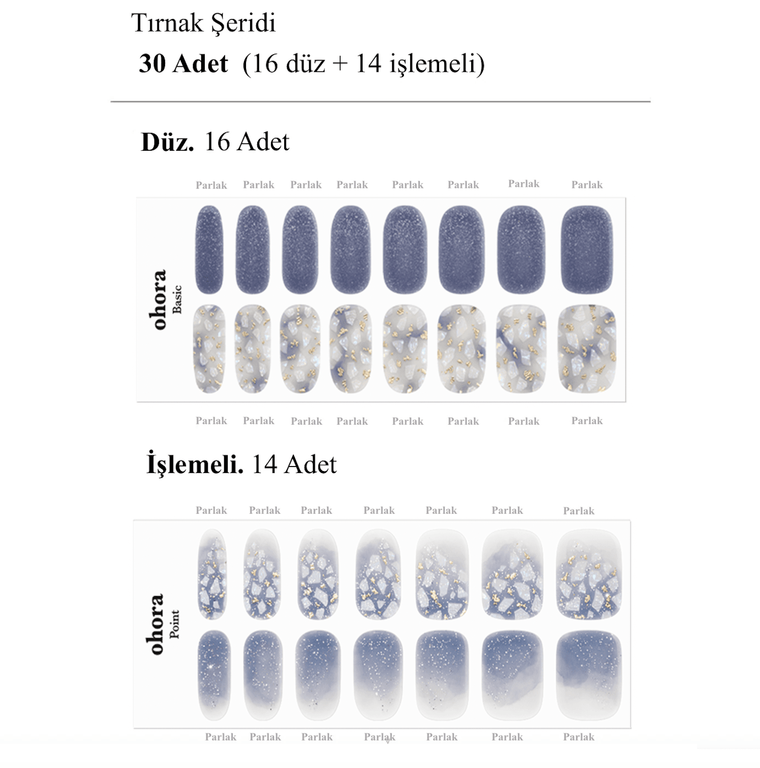 N Gleam Blue Jel Tırnak 30 Adet, 2 Kullanım