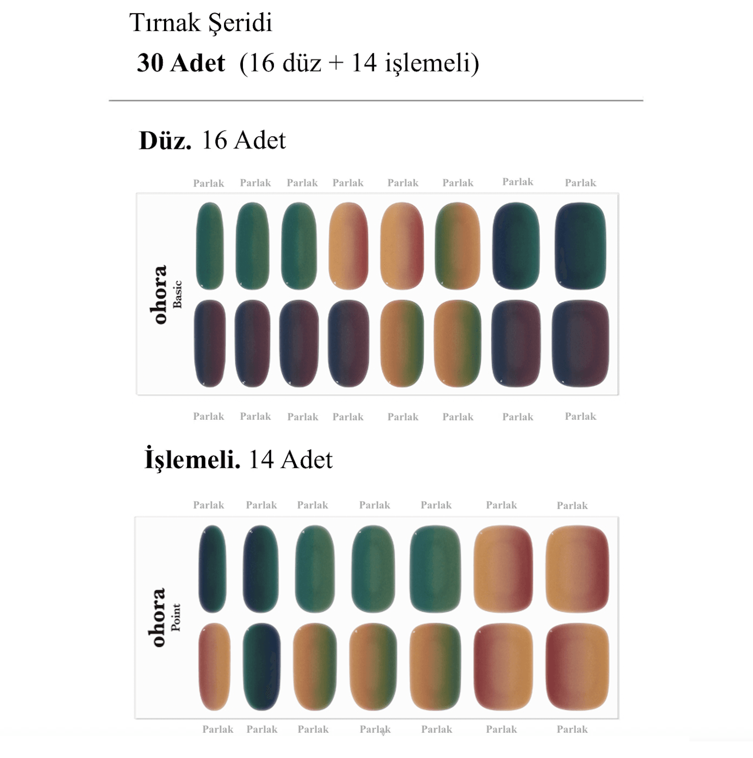 N Autumn Ombre Jel Tırnak 30 Adet, 2 Kullanım