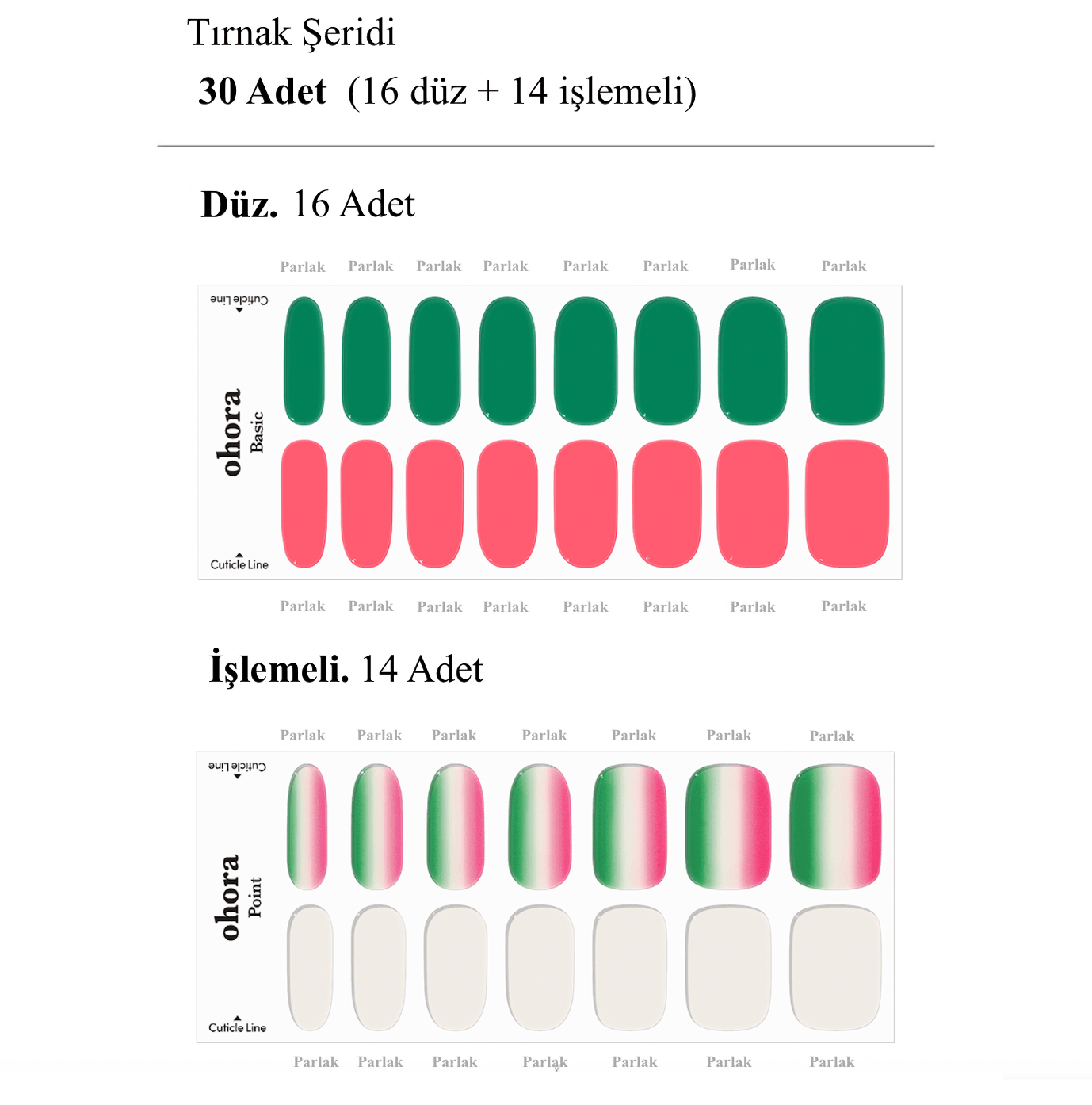 N Watermelon Jel Tırnak 30 Adet, 2 Kullanım