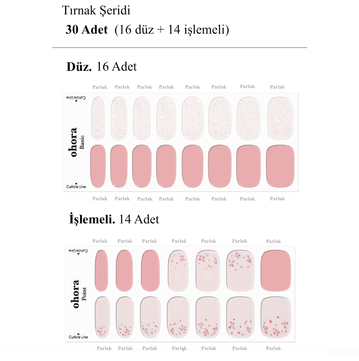 N Rose Diamond Jel Tırnak 30 Adet, 2 Kullanım