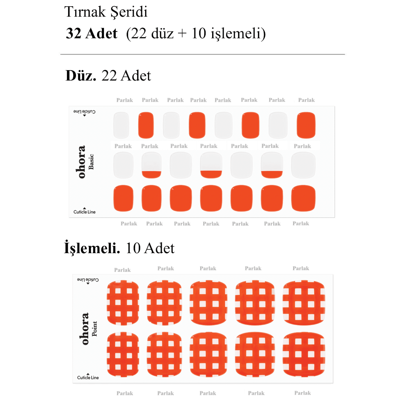 P Tangerine Check Jel Tırnak 32 Adet, 2 Kullanım