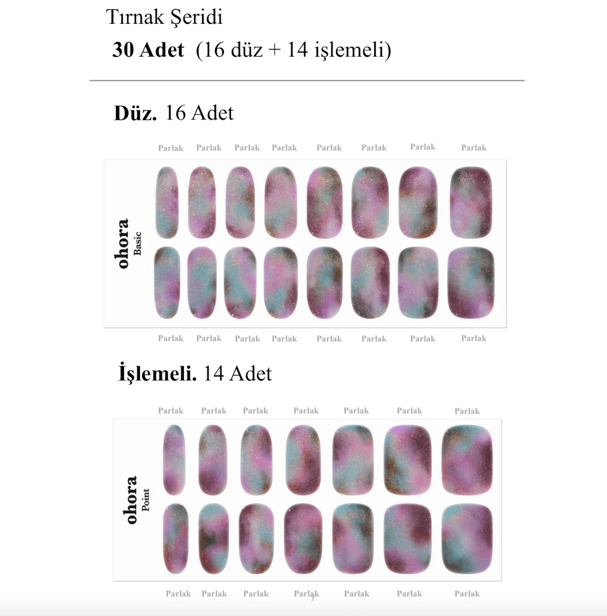 N Purple Glow Jel Tırnak 30 Adet, 2 Kullanım