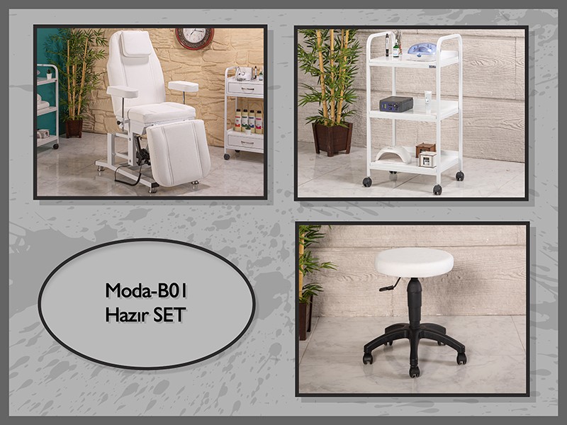 Hazır Set Moda Koltuk-Sehpa-Tabure-Beyaz | LaborTech-ModaB01