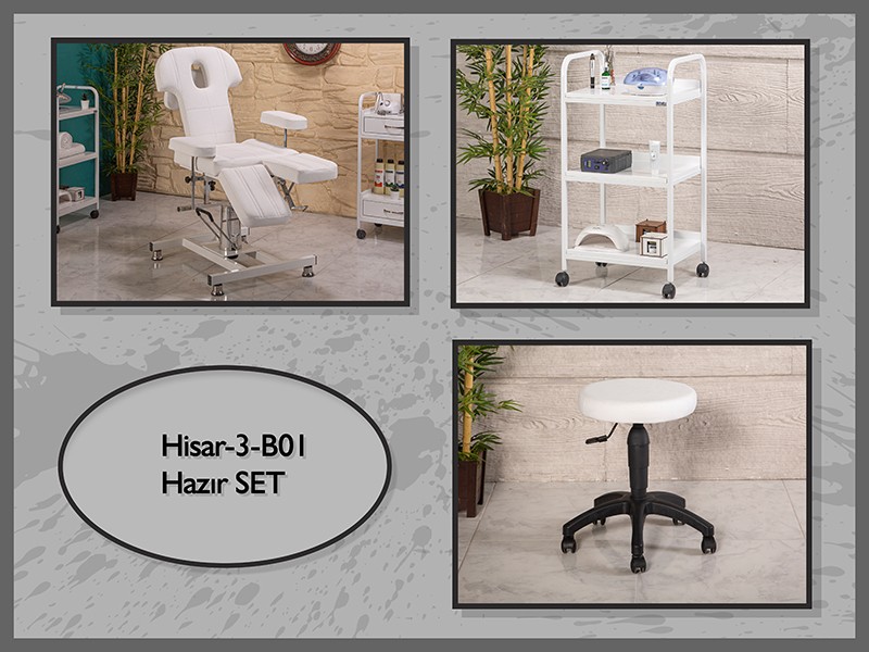 Hazır Set Hisar-3 Koltuk-Sehpa-Tabure-Beyaz | LaborTech-Hisar3B01