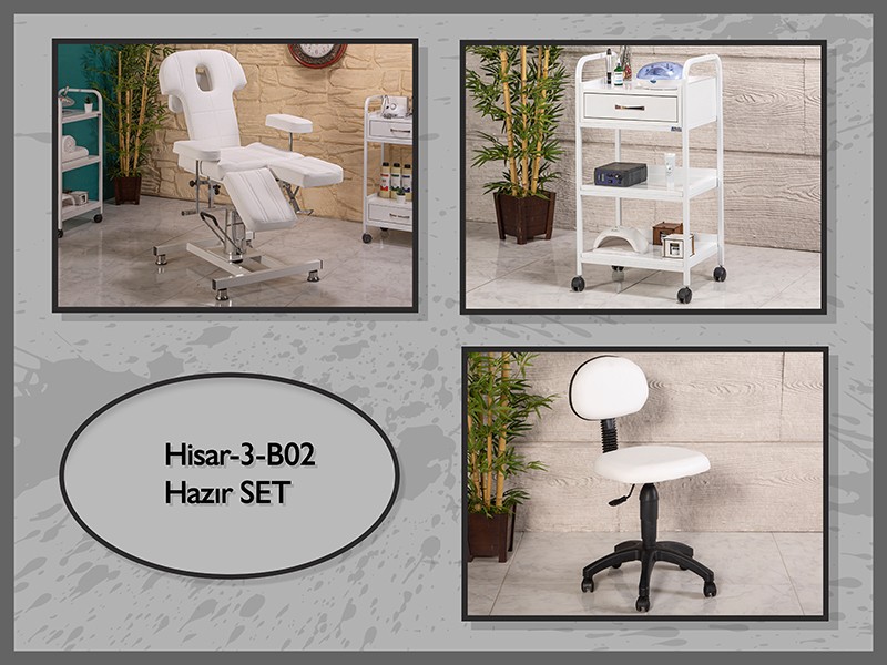 Hazır Set Hisar-3 Koltuk-Sehpa-Sandalye-Beyaz | LaborTech-Hisar3B02