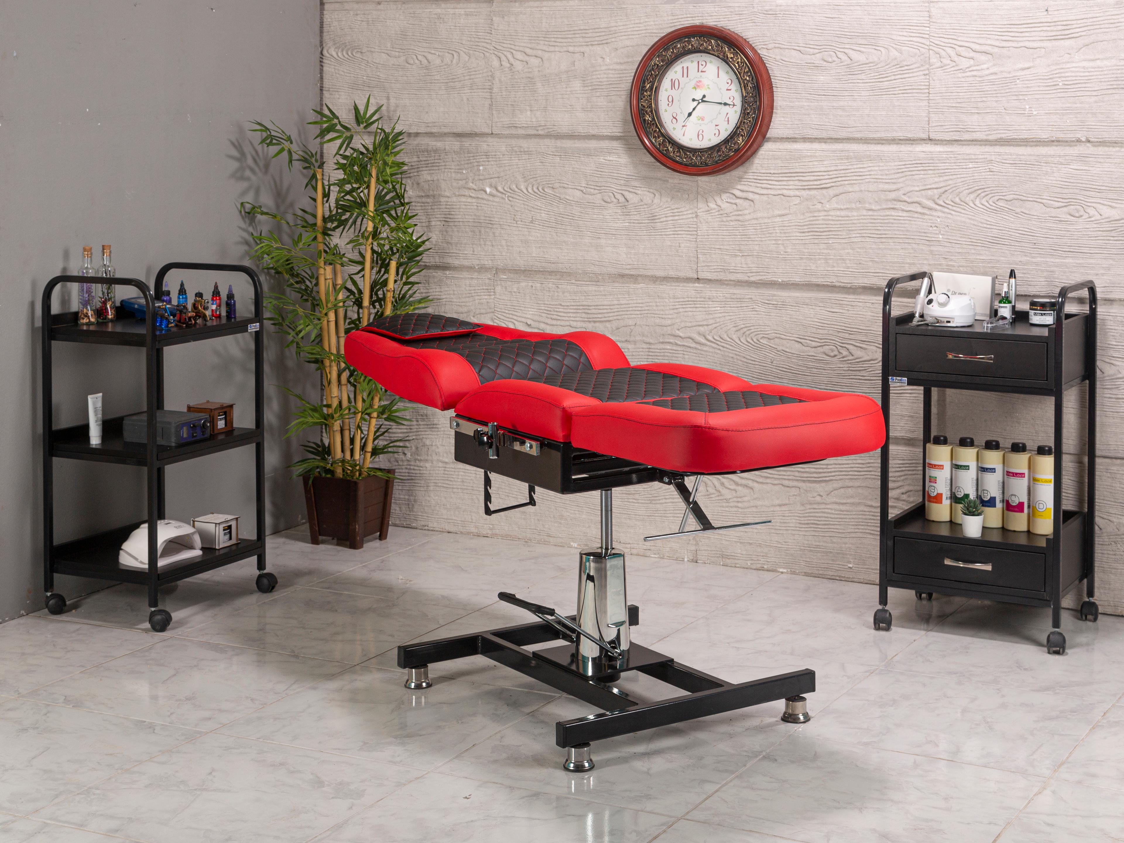 Royal-3 Tattoo ve Dövme Koltuğu Ekstra Fonksiyonel Hidrolikli-Kırmızı | LaborTech-9168