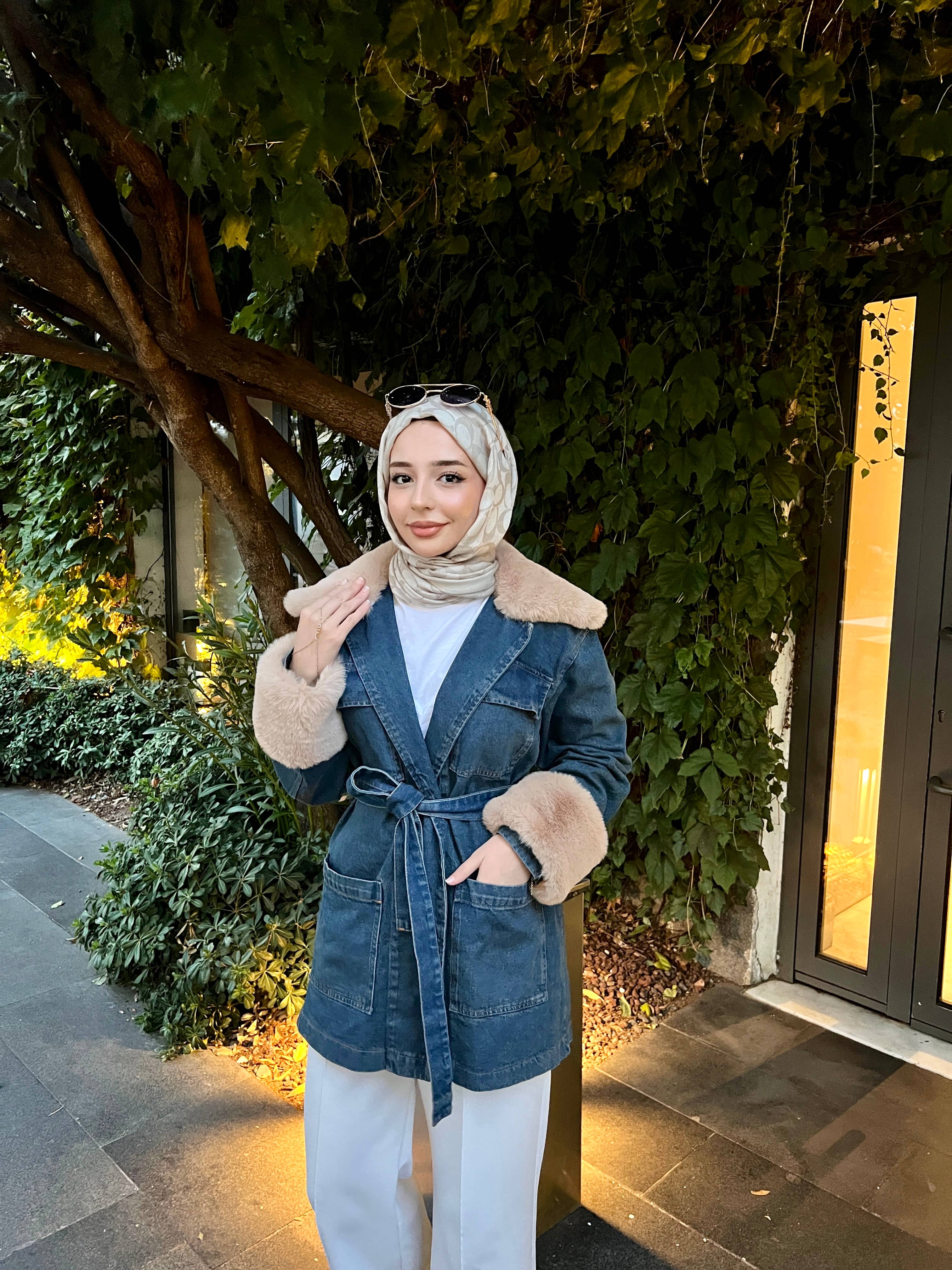 Kürklü Denim Ceket