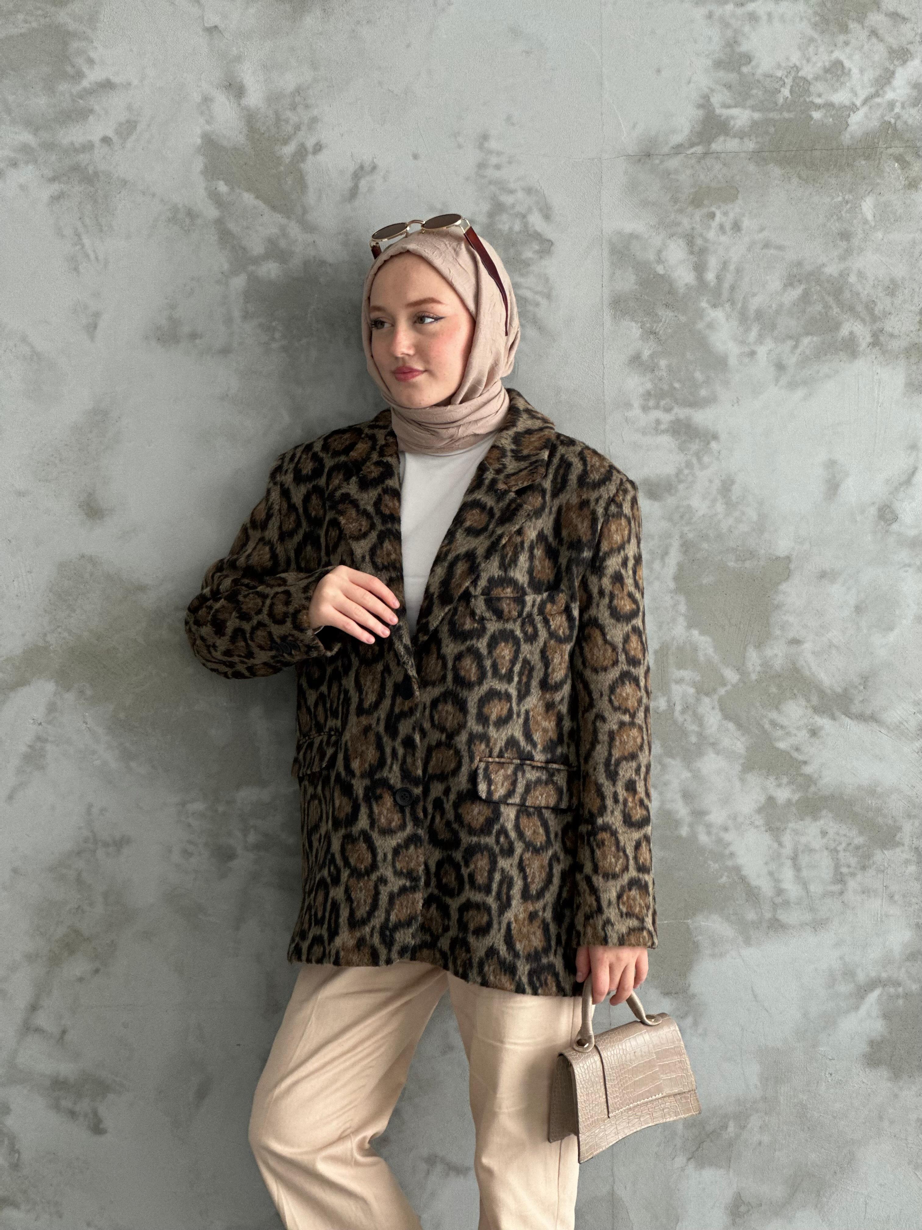 Premium Leopar ceket - Haki