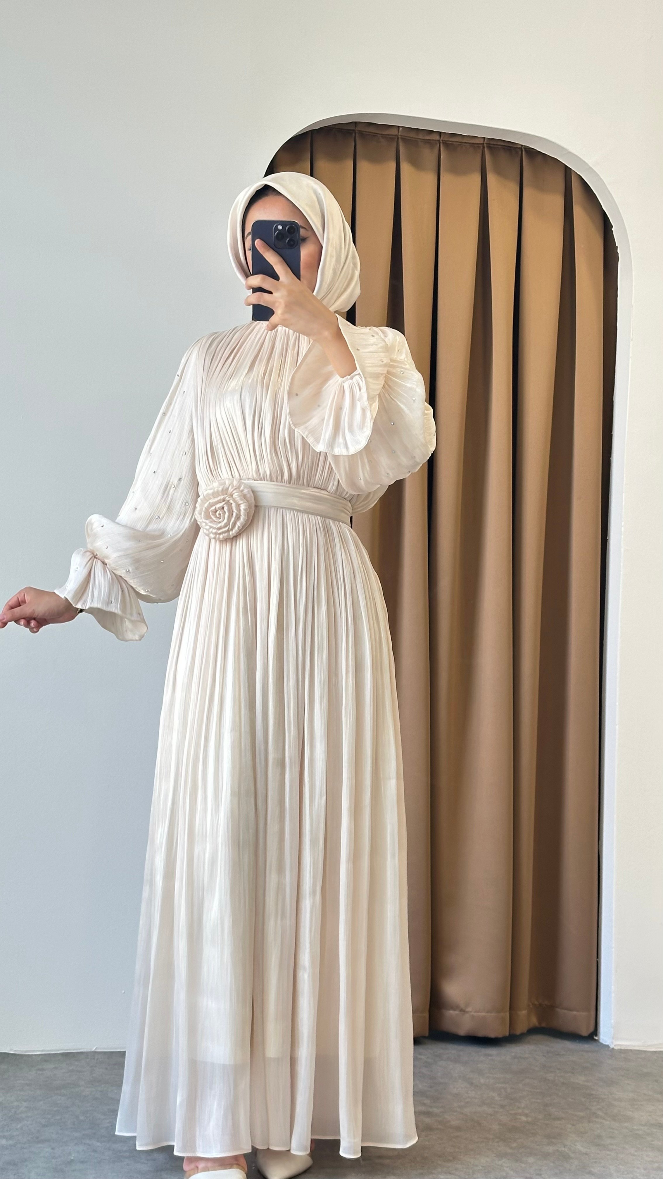 taşlı gül detaylı abiye