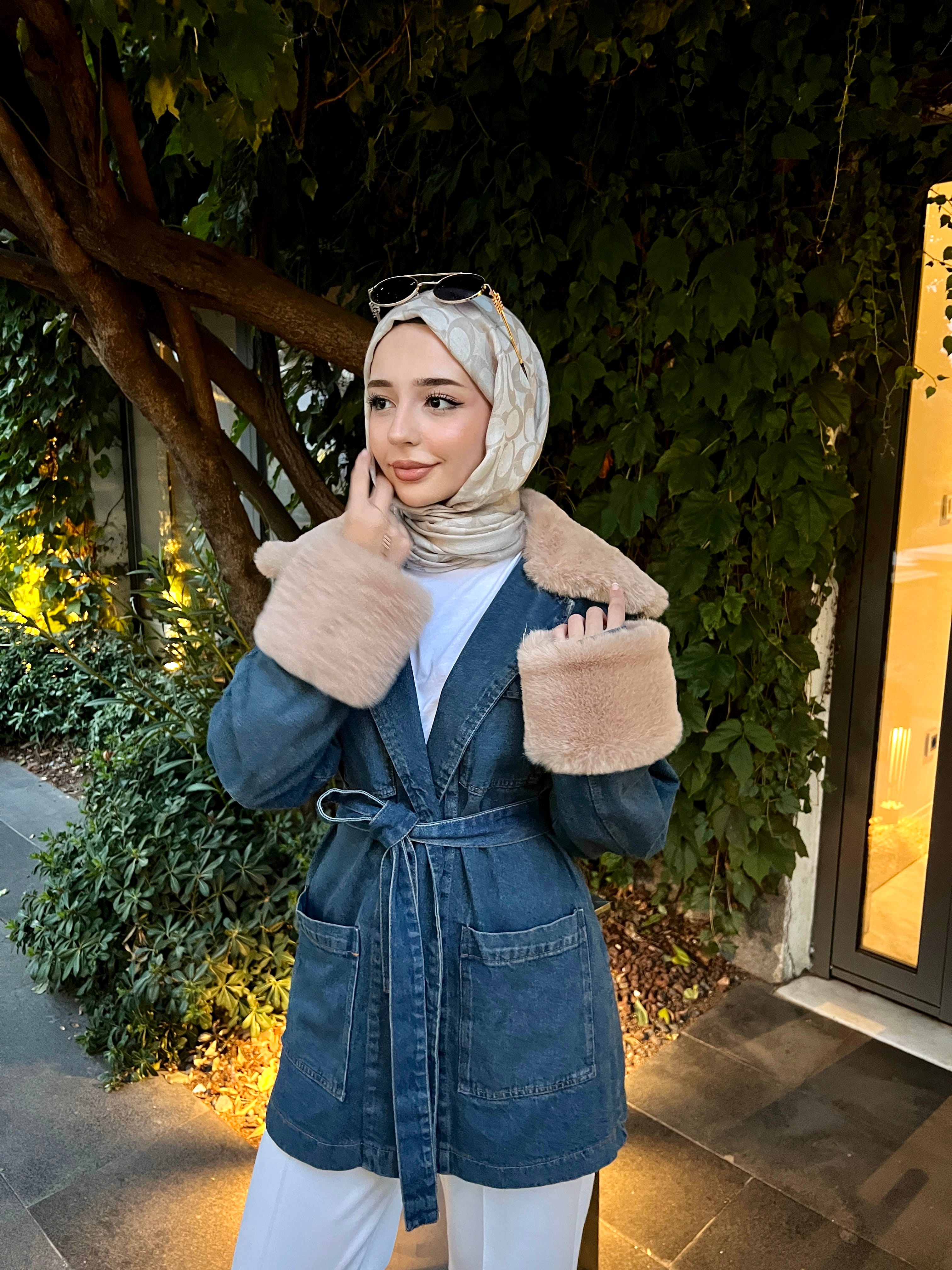 Kürklü Denim Ceket