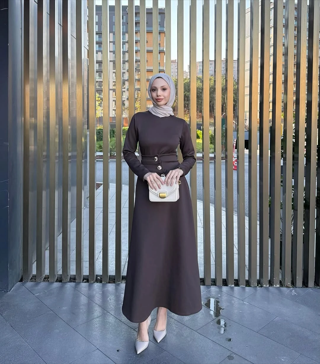 Vera Premium Elbise - Kahve