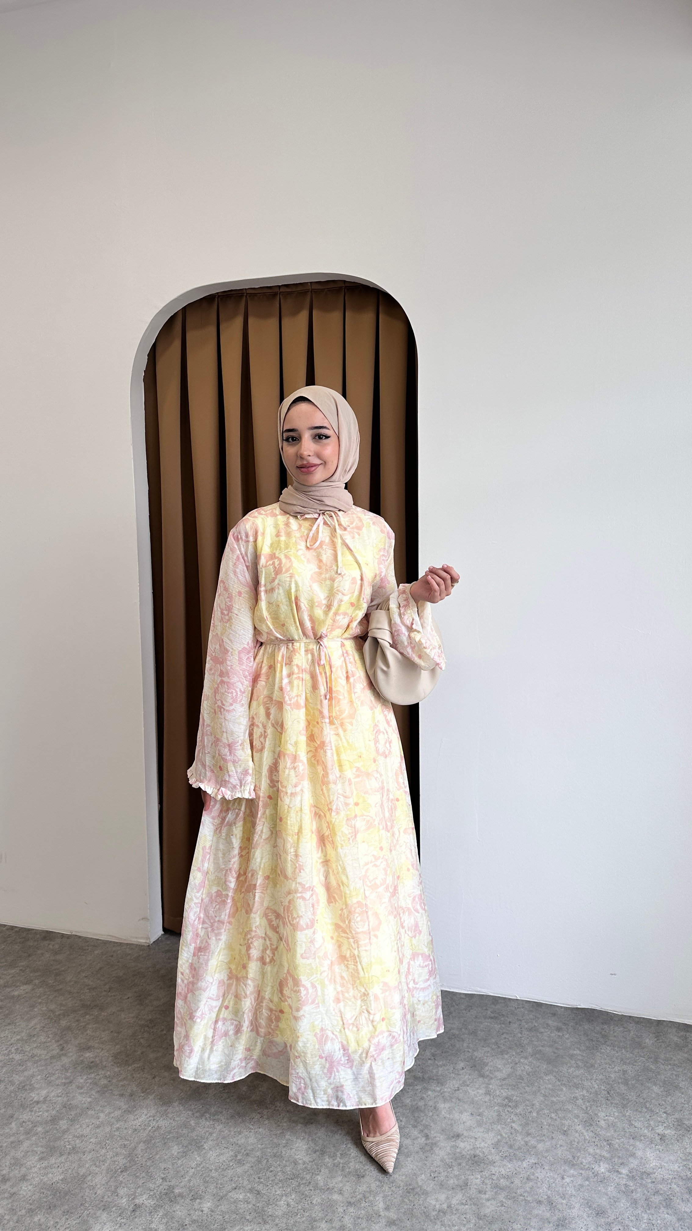SADE ÇİÇEK ELBİSE - Pembe
