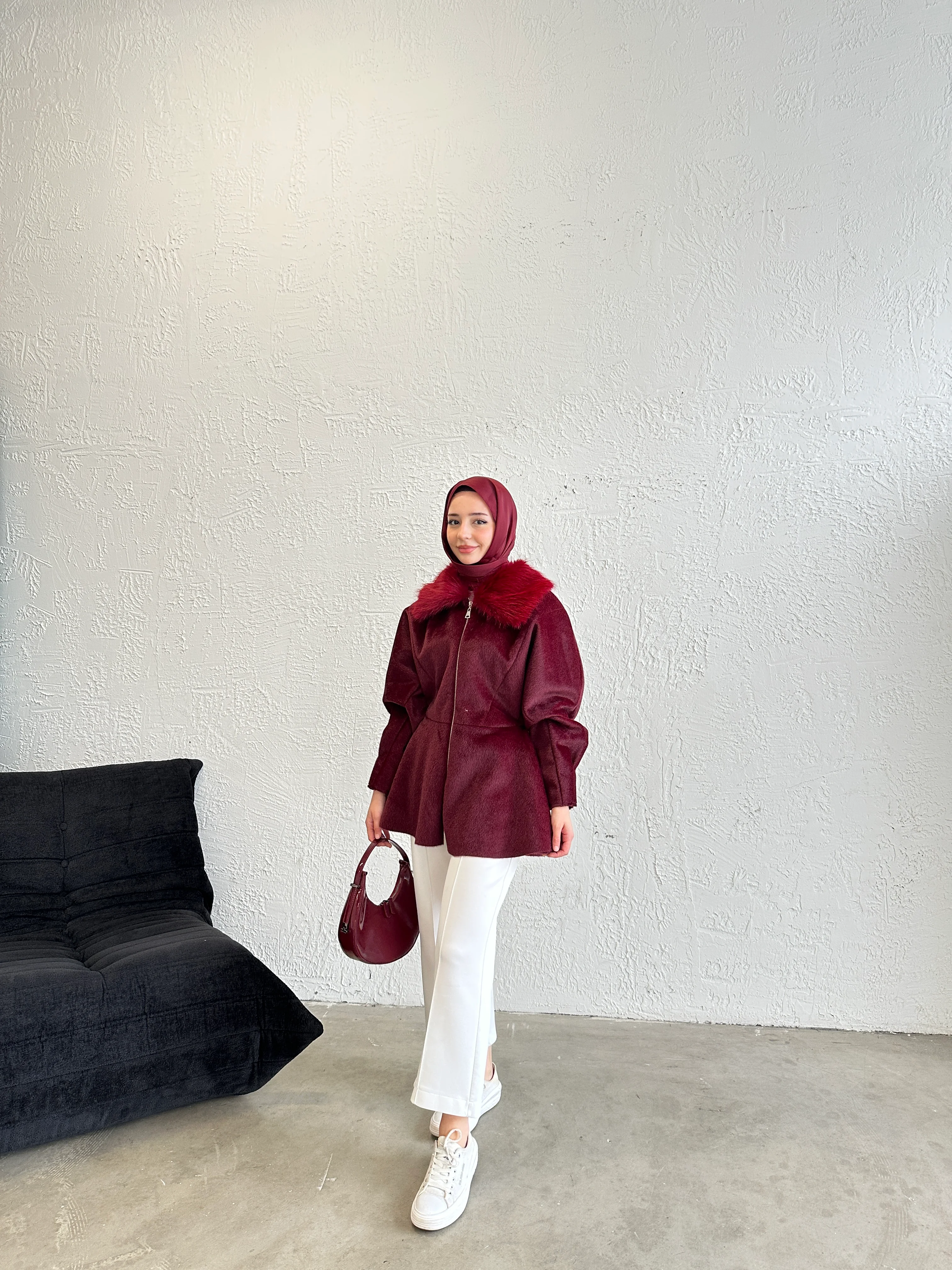 Soft Aura Ceket - Bordo