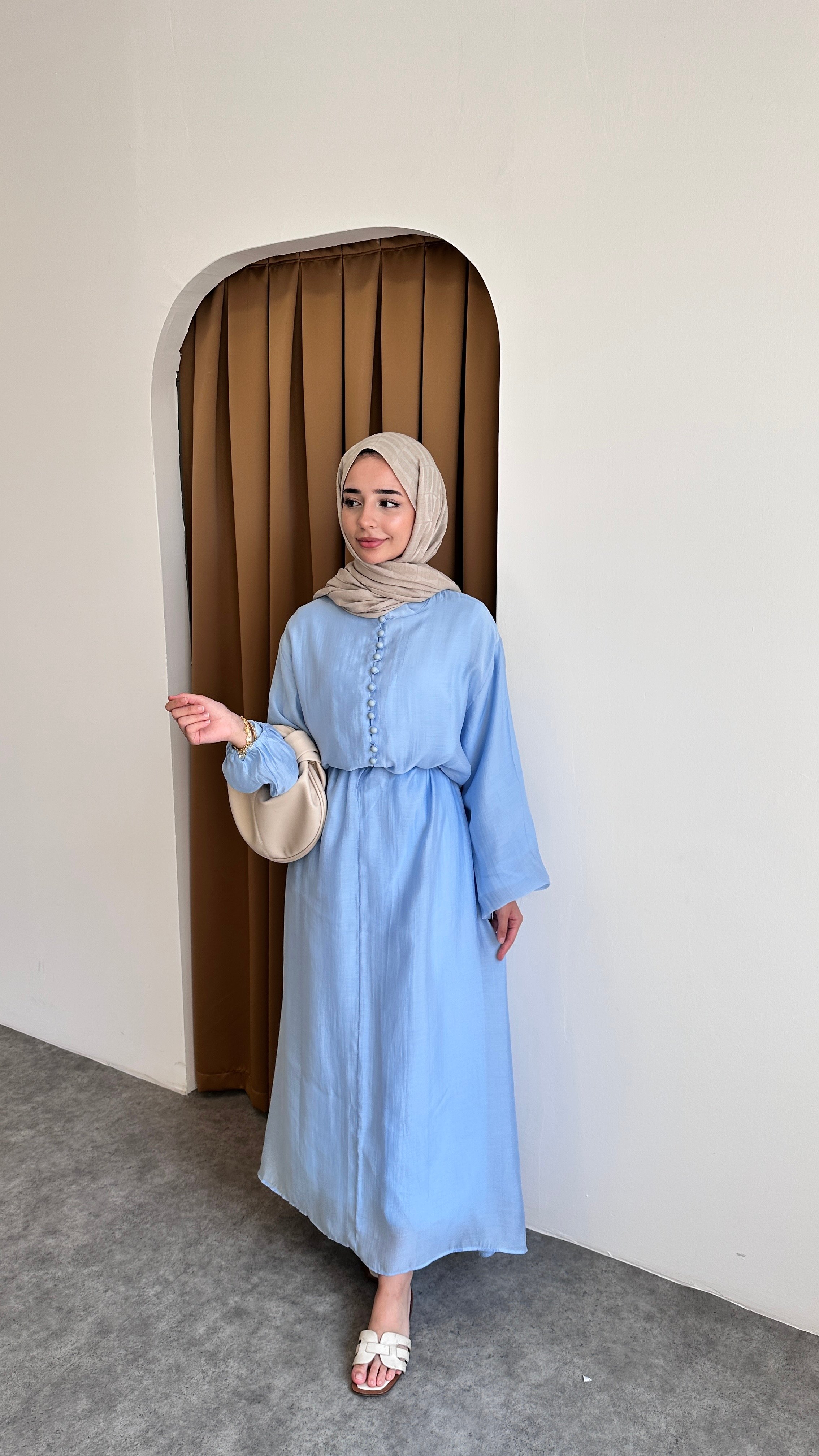 Lina Düğmeli Elbise - Mavii