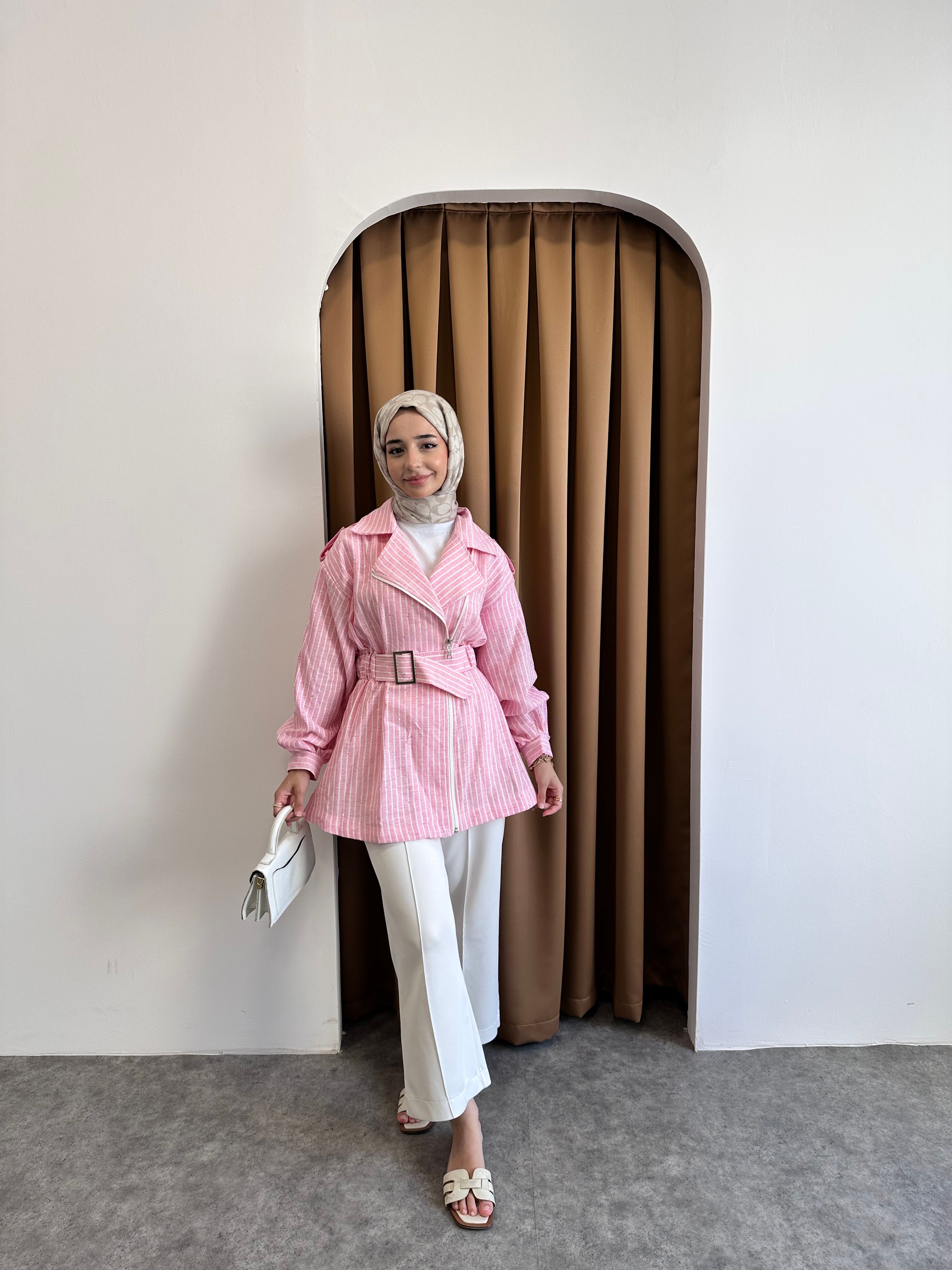 pırıltılı ceket - Pembe