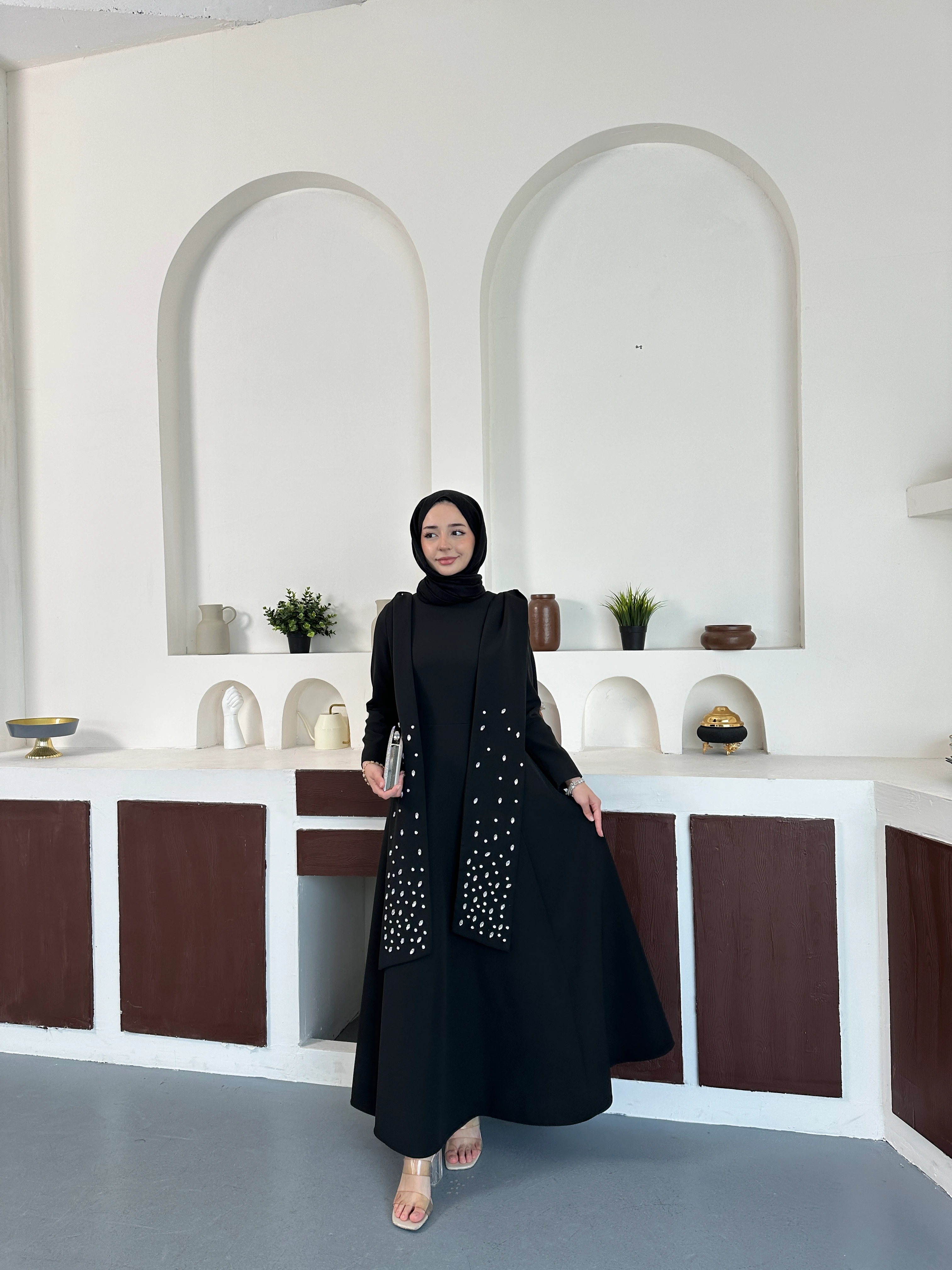 Noir Taşlı Abiye  - Siyah