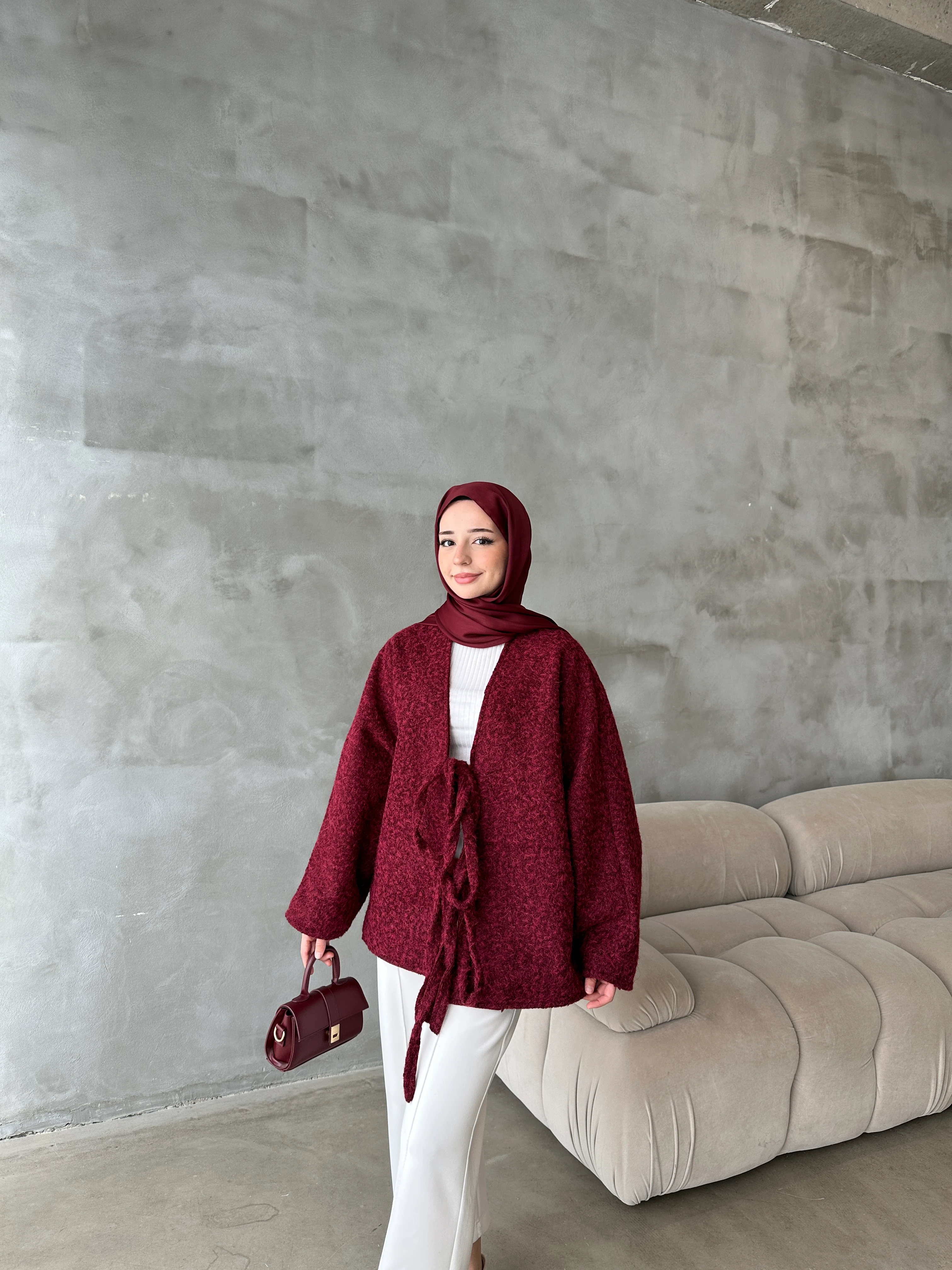 Elara Bağcıklı Ceket - Bordoo