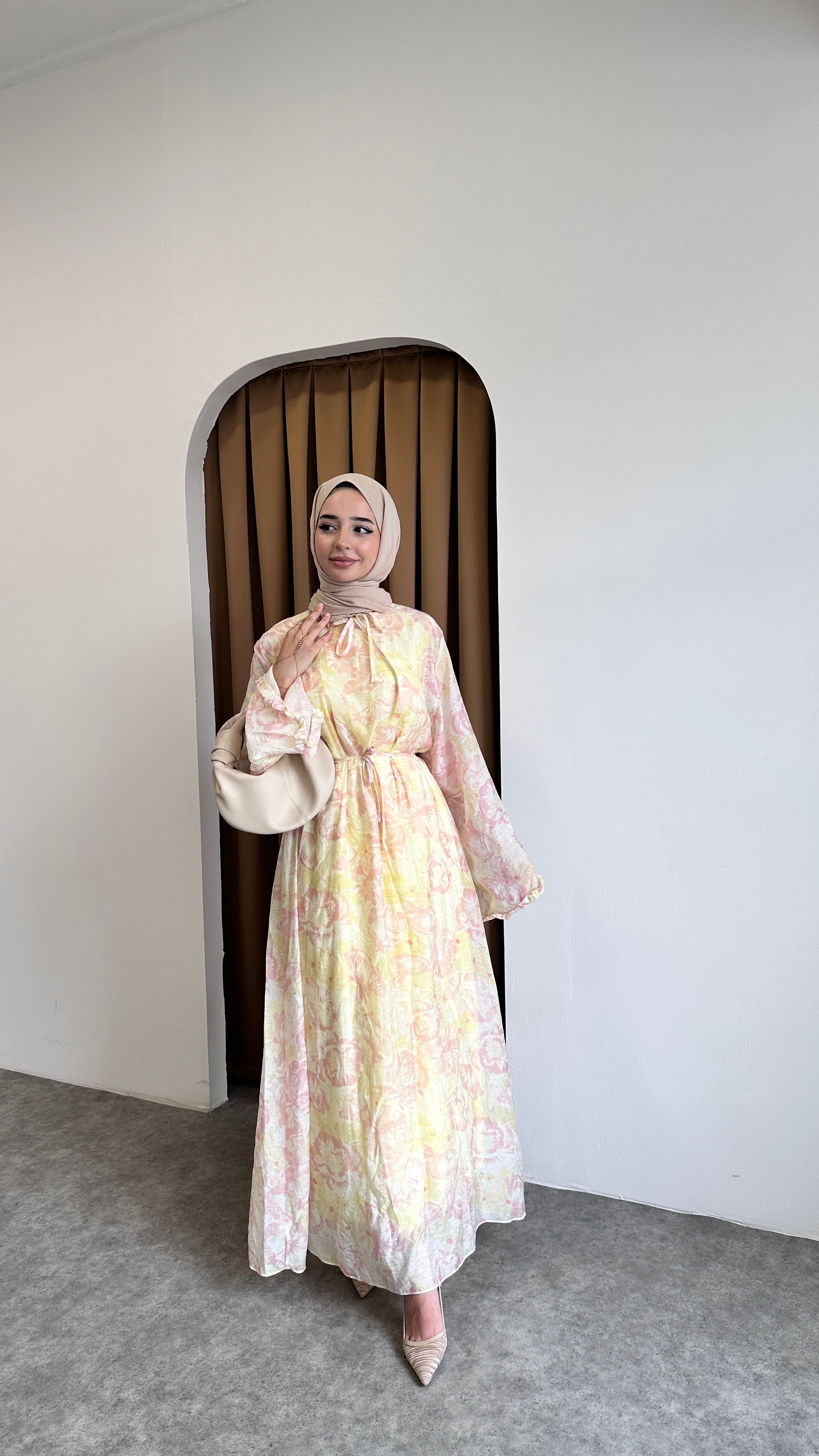 SADE ÇİÇEK ELBİSE - Pembe