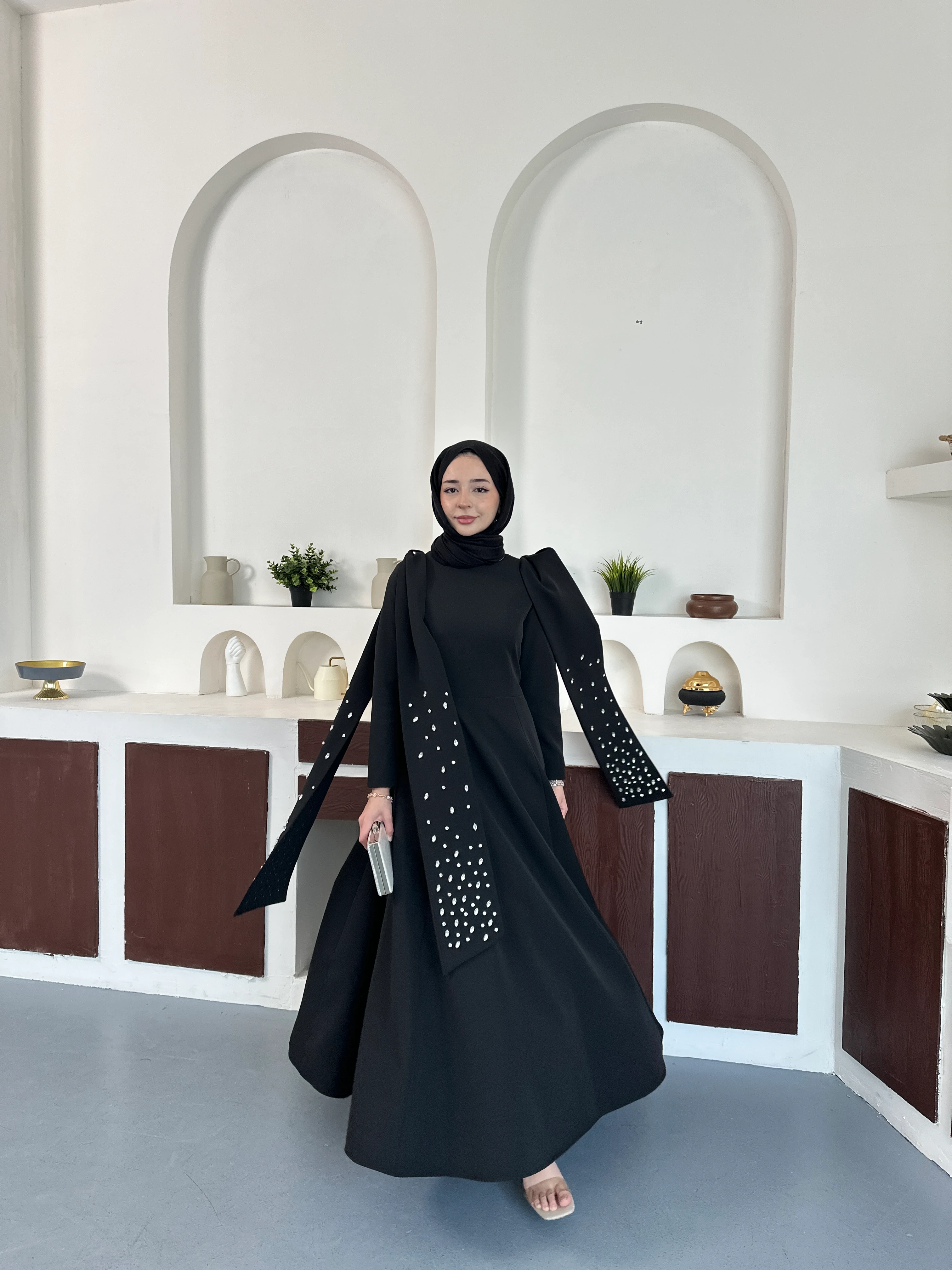 Noir Taşlı Abiye  - Siyah