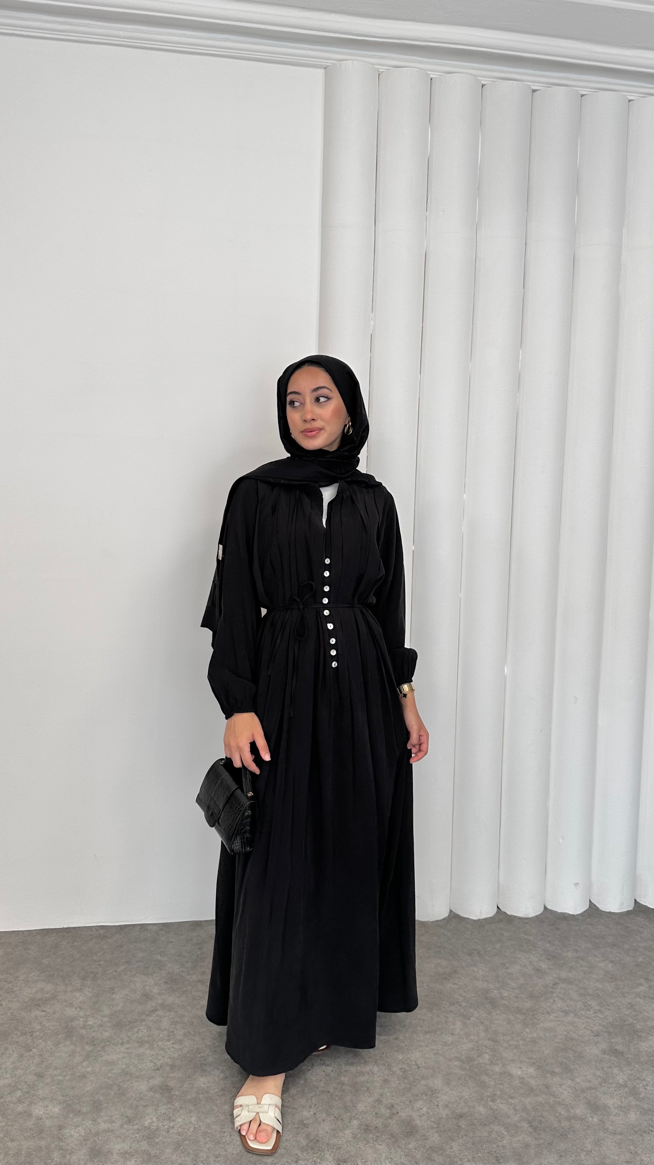 Vera Düğmeli Elbise - Siyah