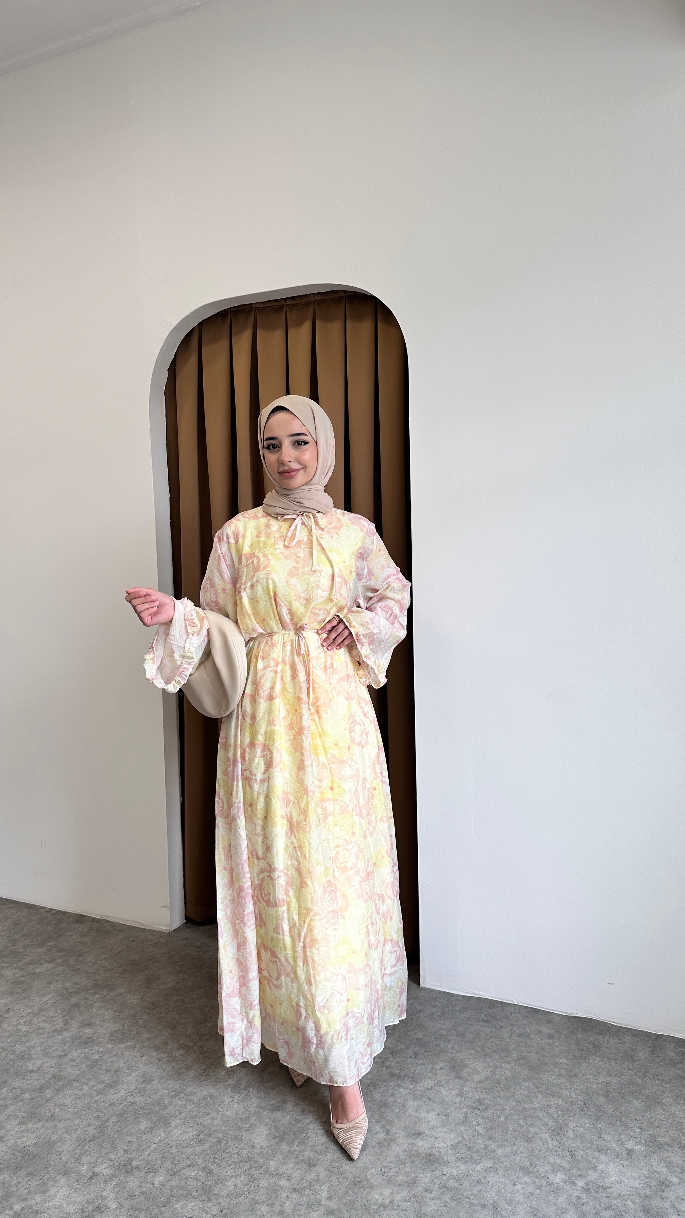 SADE ÇİÇEK ELBİSE - Pembe