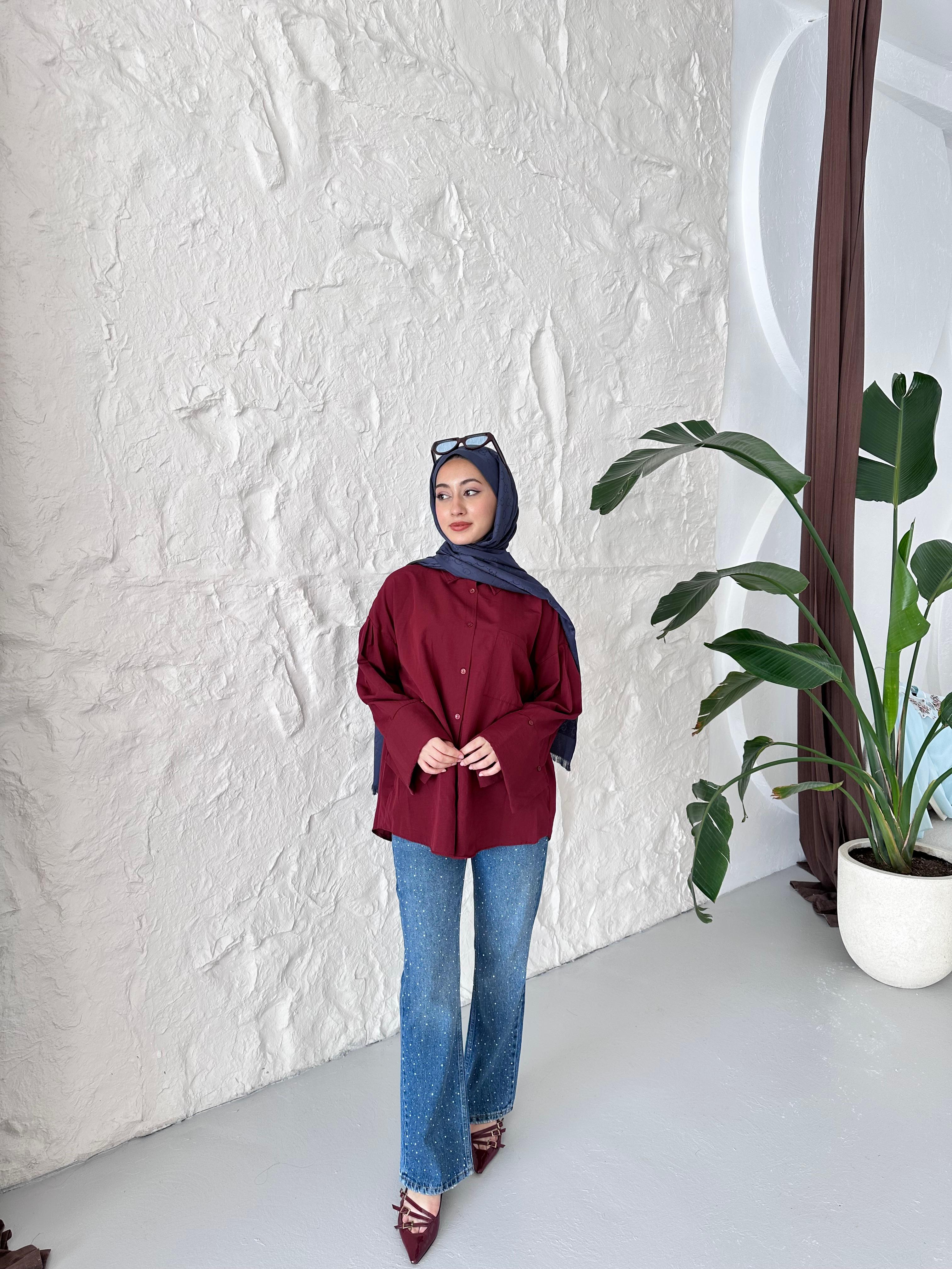 Blazer Gömlek - Bordo