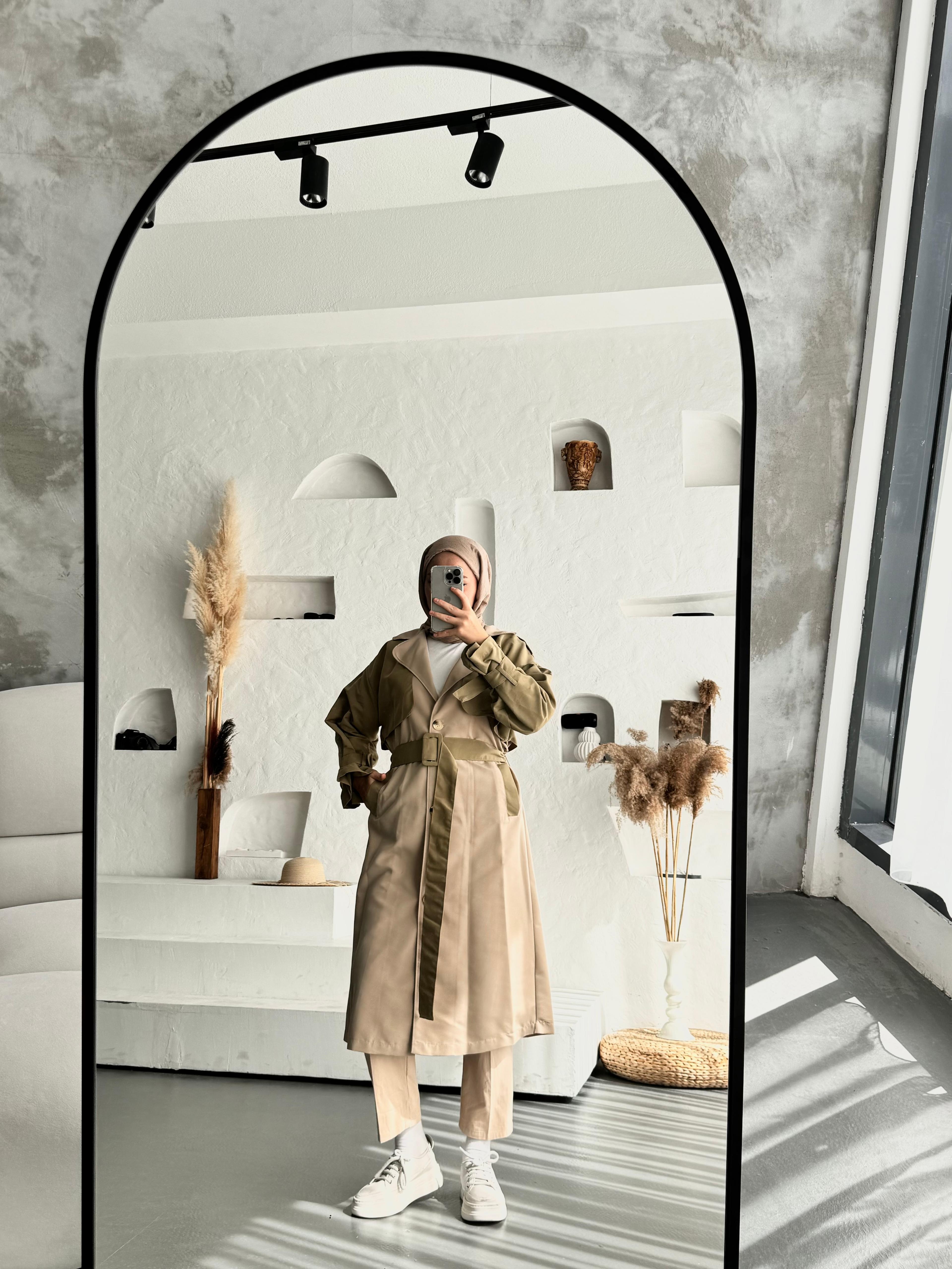 1006 Carla Çift renkli Trençkot - Çağla
