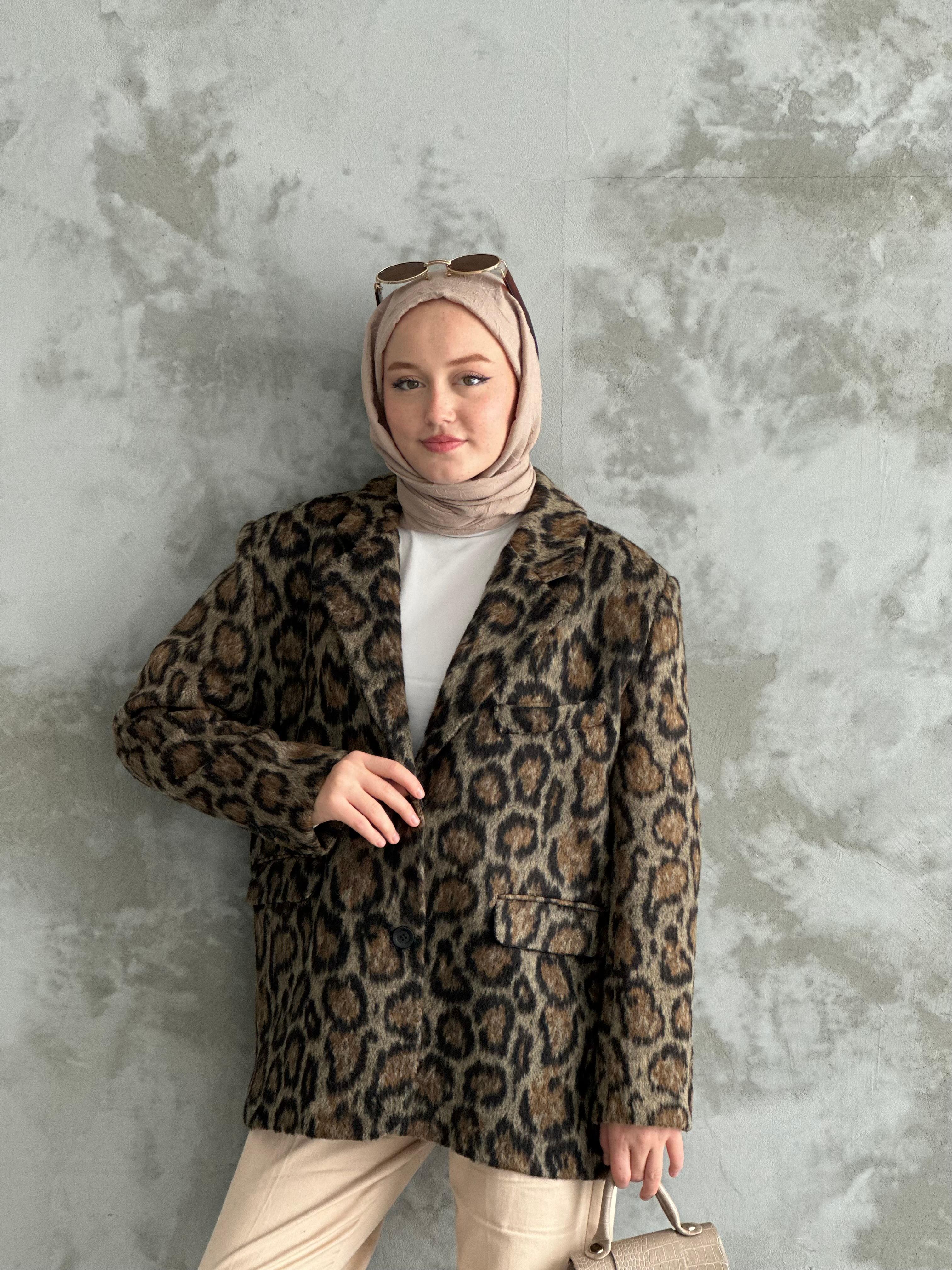 Premium Leopar ceket - Haki