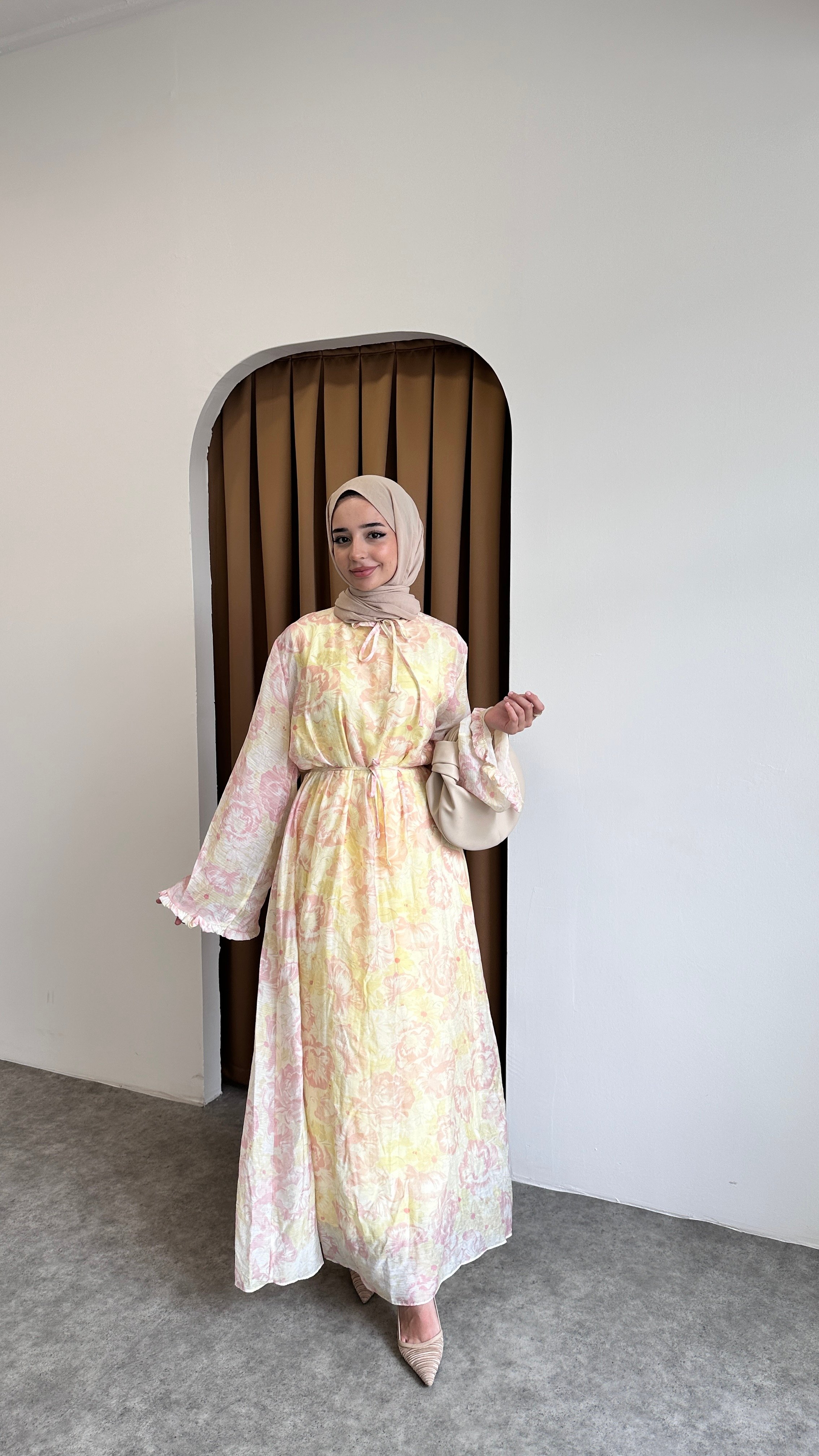 SADE ÇİÇEK ELBİSE - Pembe