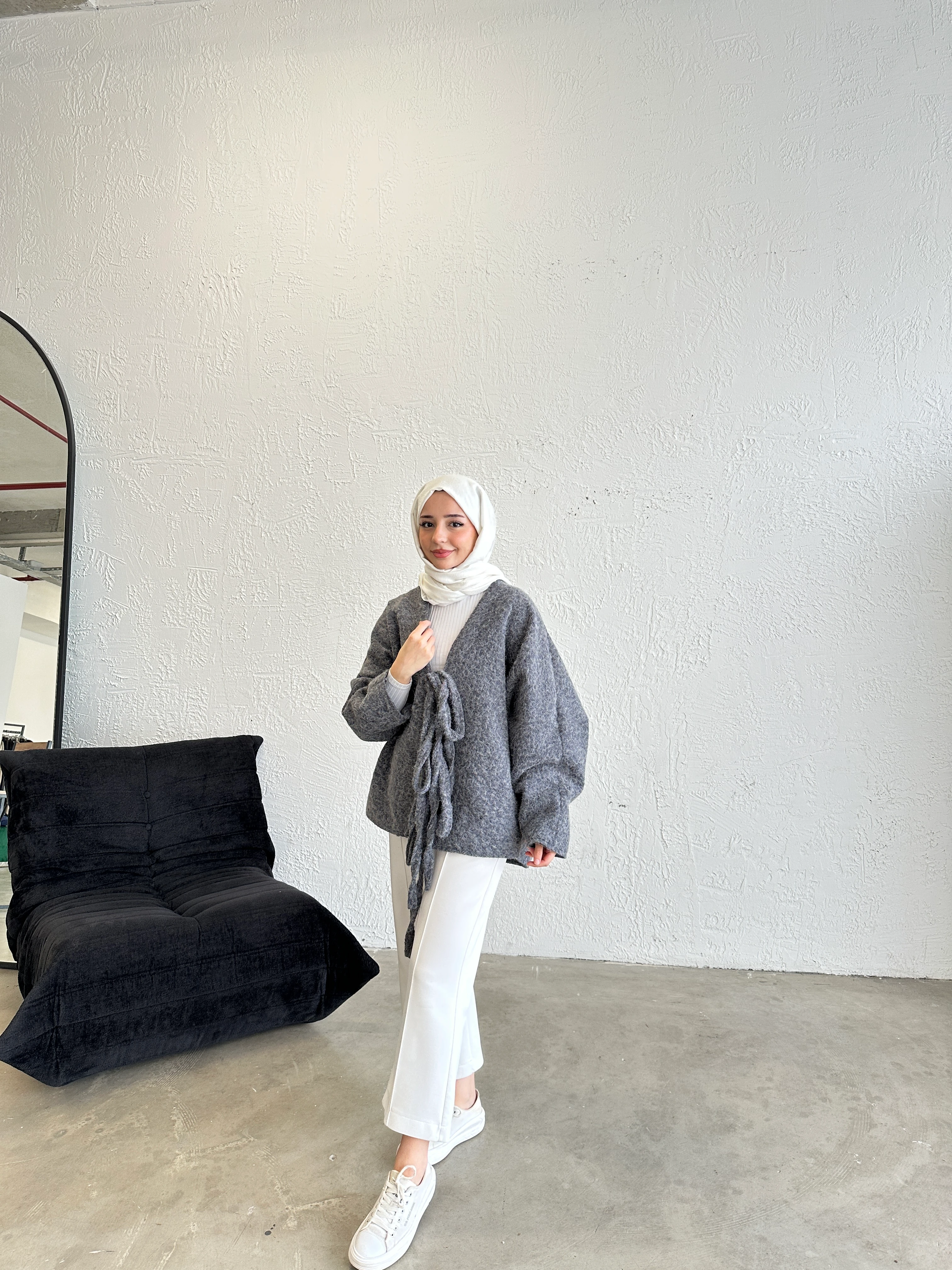 Elara Bağcıklı Ceket - grii