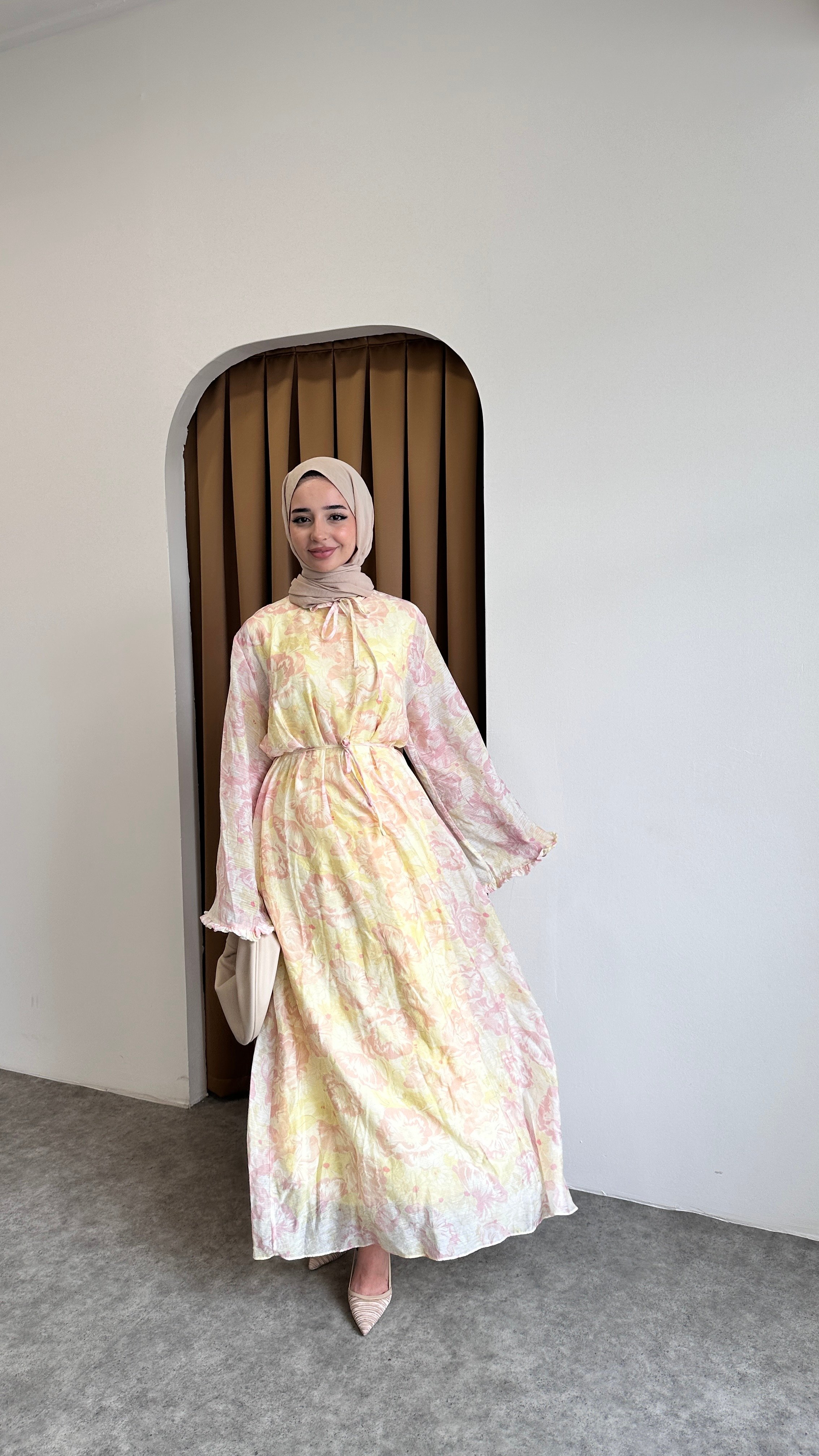 SADE ÇİÇEK ELBİSE - Pembe