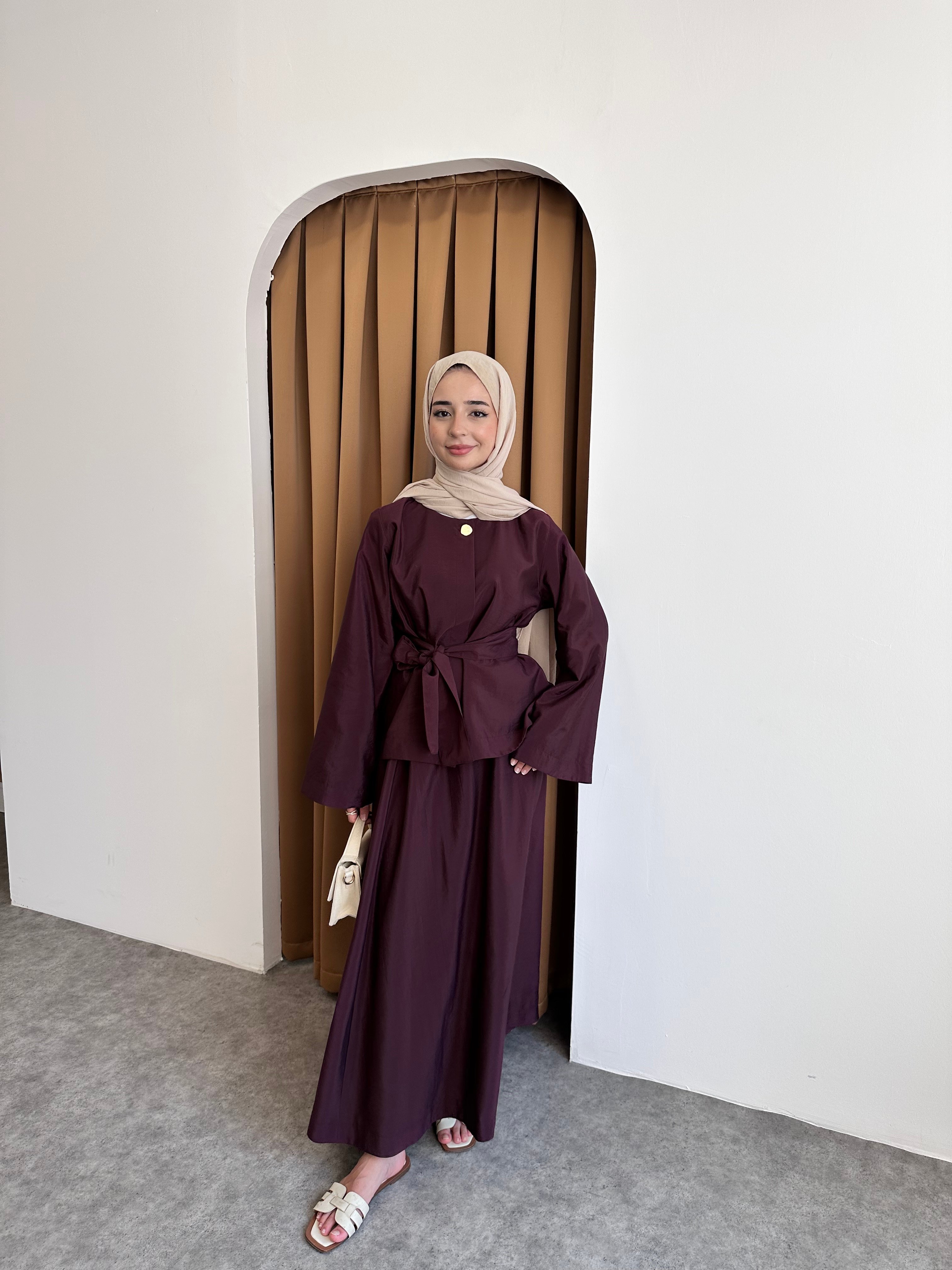 Lina Kuşaklı Takım - Bordo