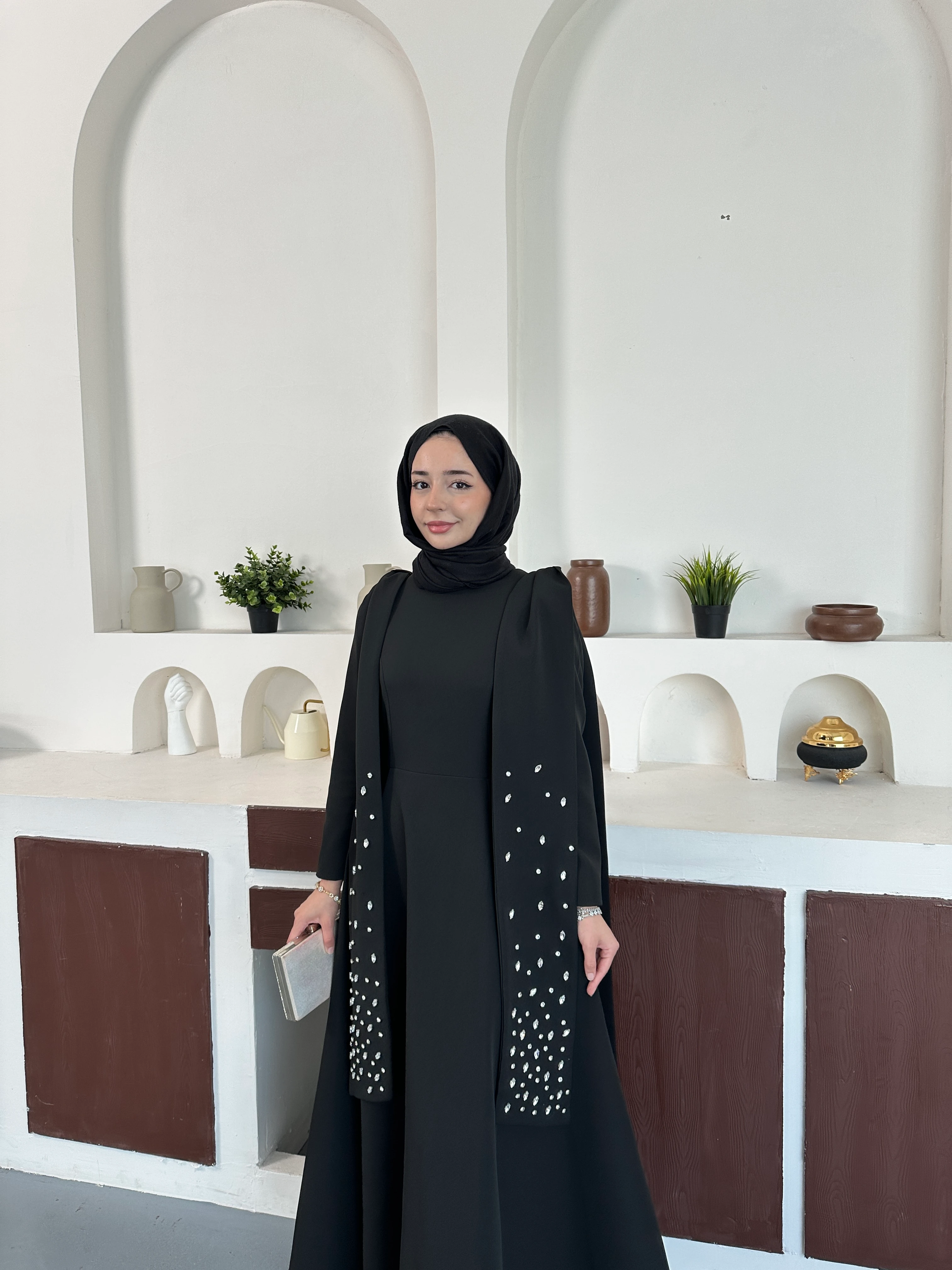 Noir Taşlı Abiye  - Siyah