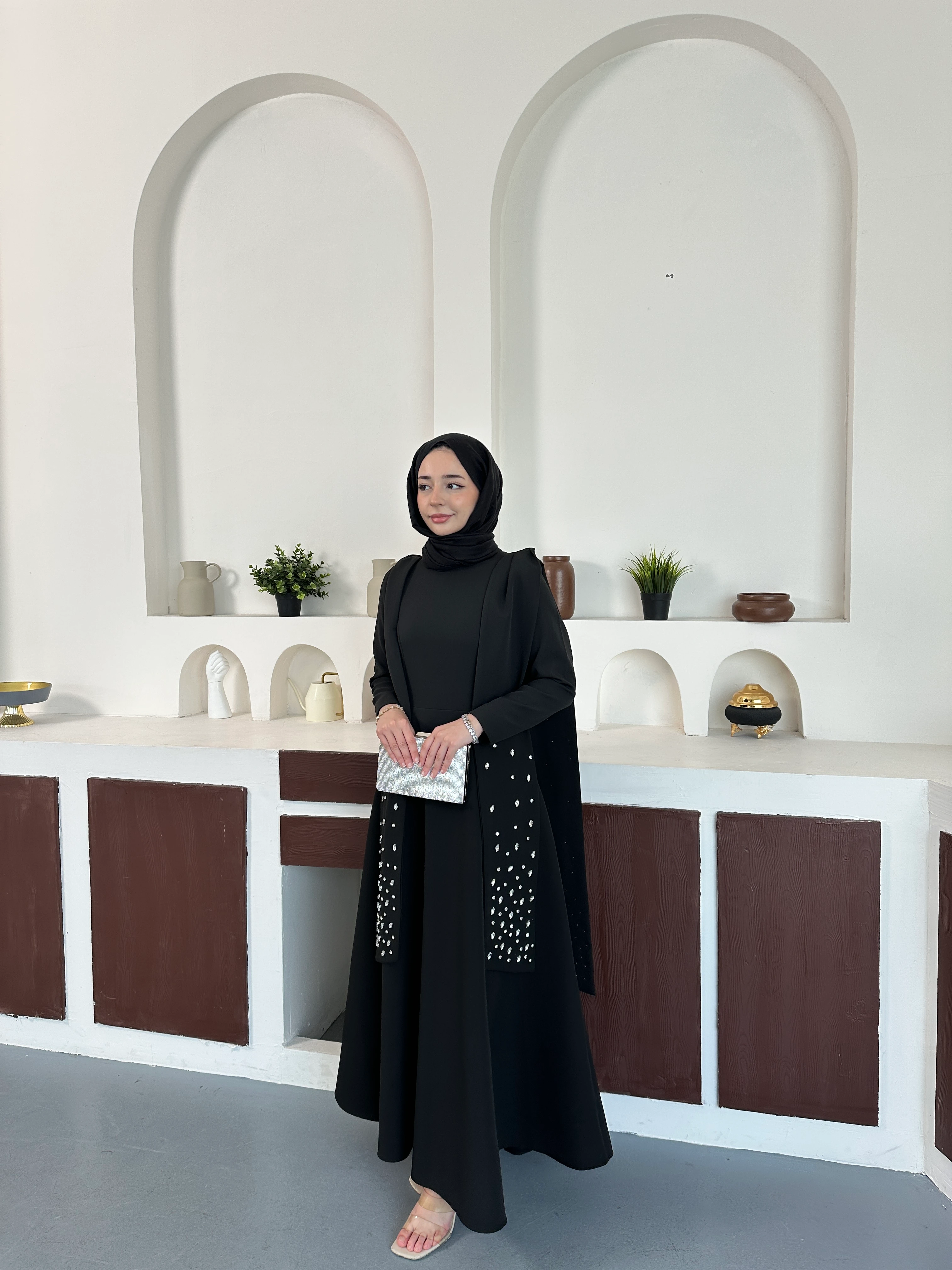 Noir Taşlı Abiye  - Siyah