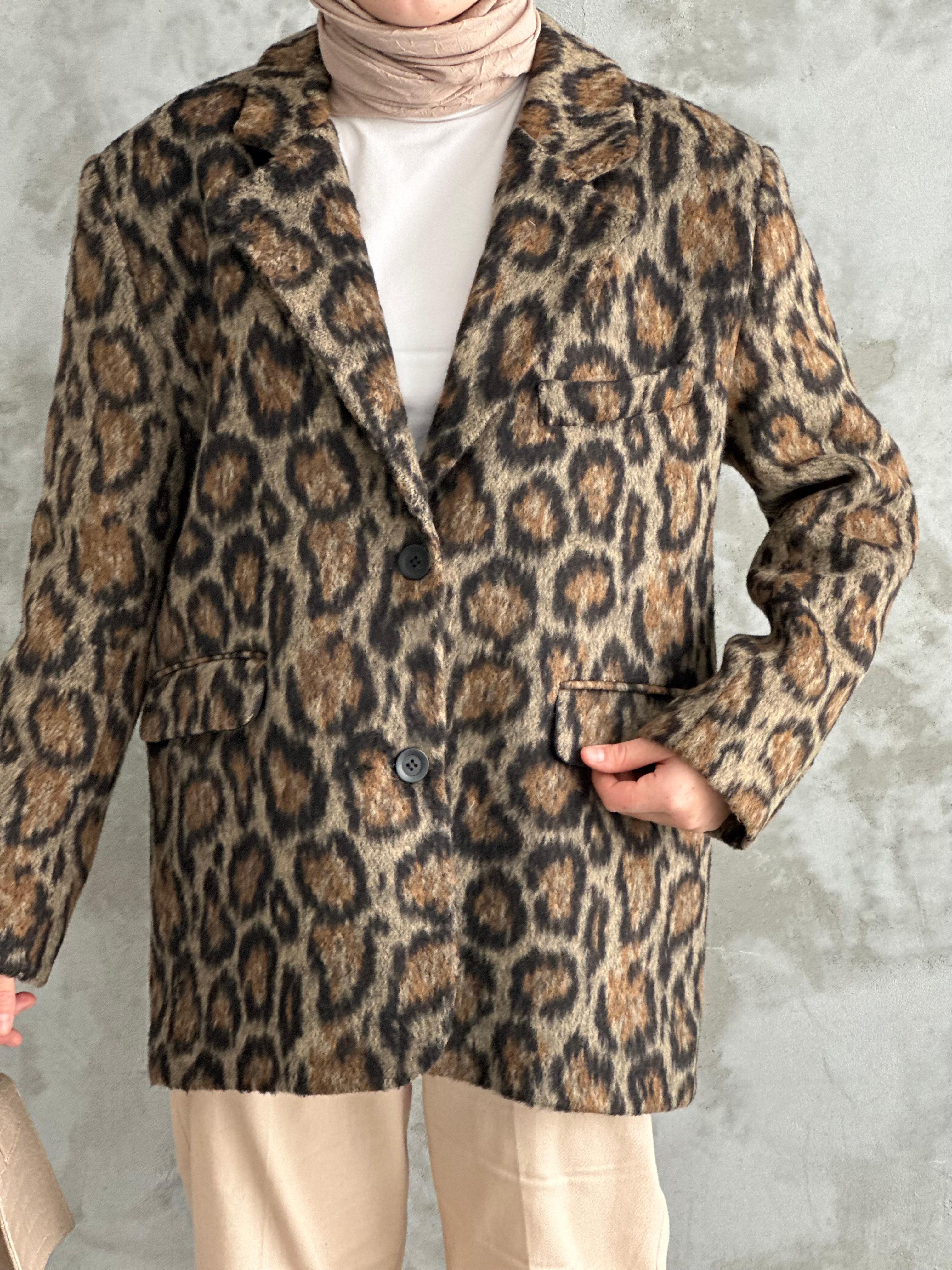 Premium Leopar ceket - Haki